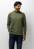 Pull avec demi-zip et broderie