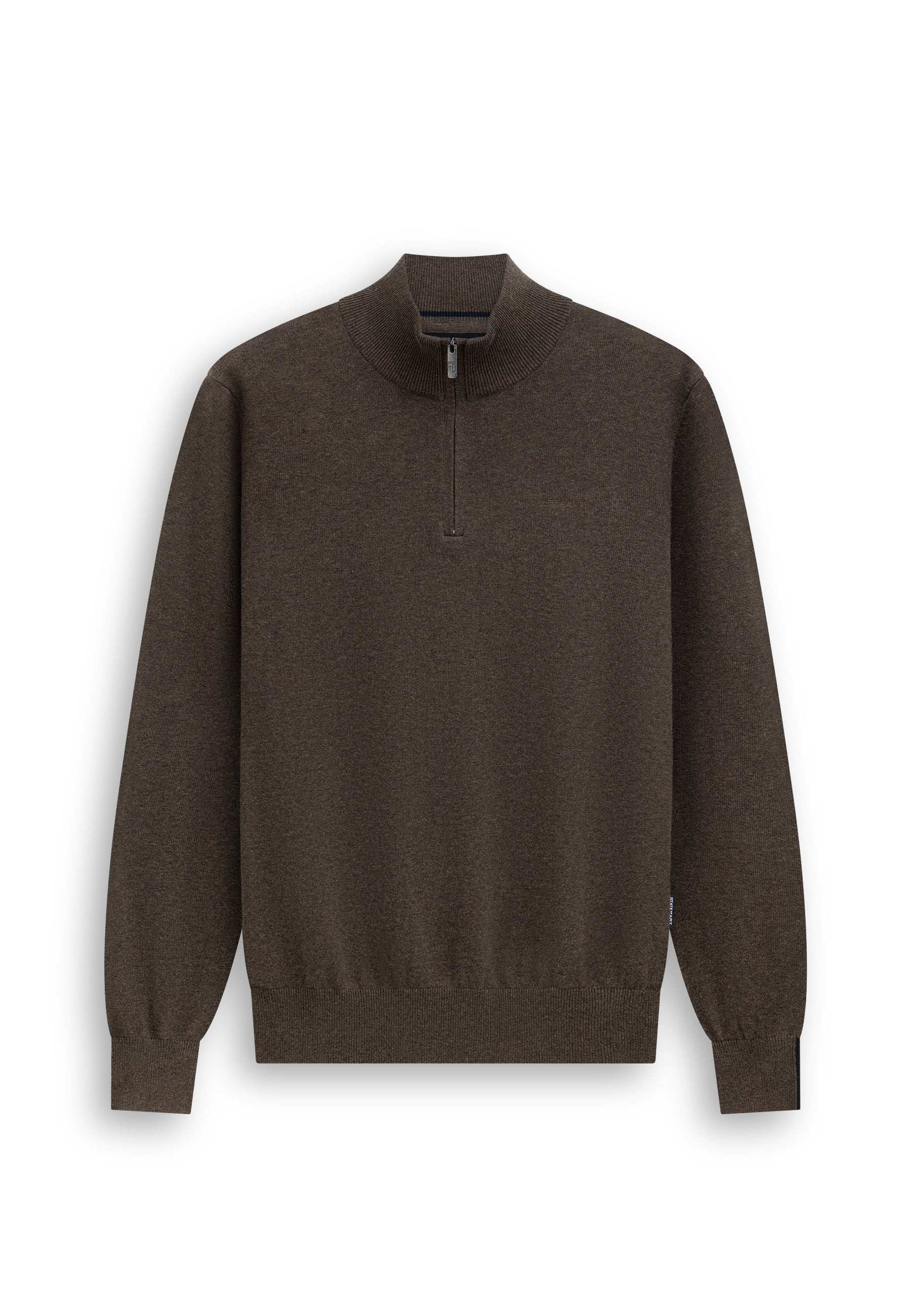 Pull avec demi-zip et broderie