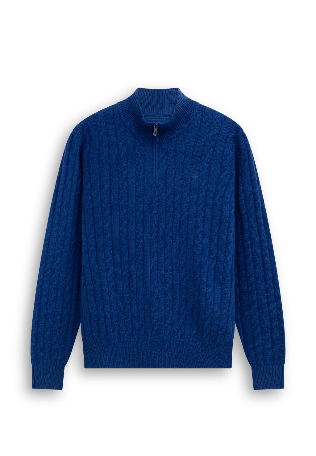 Pull en maille torsadée à col zippé