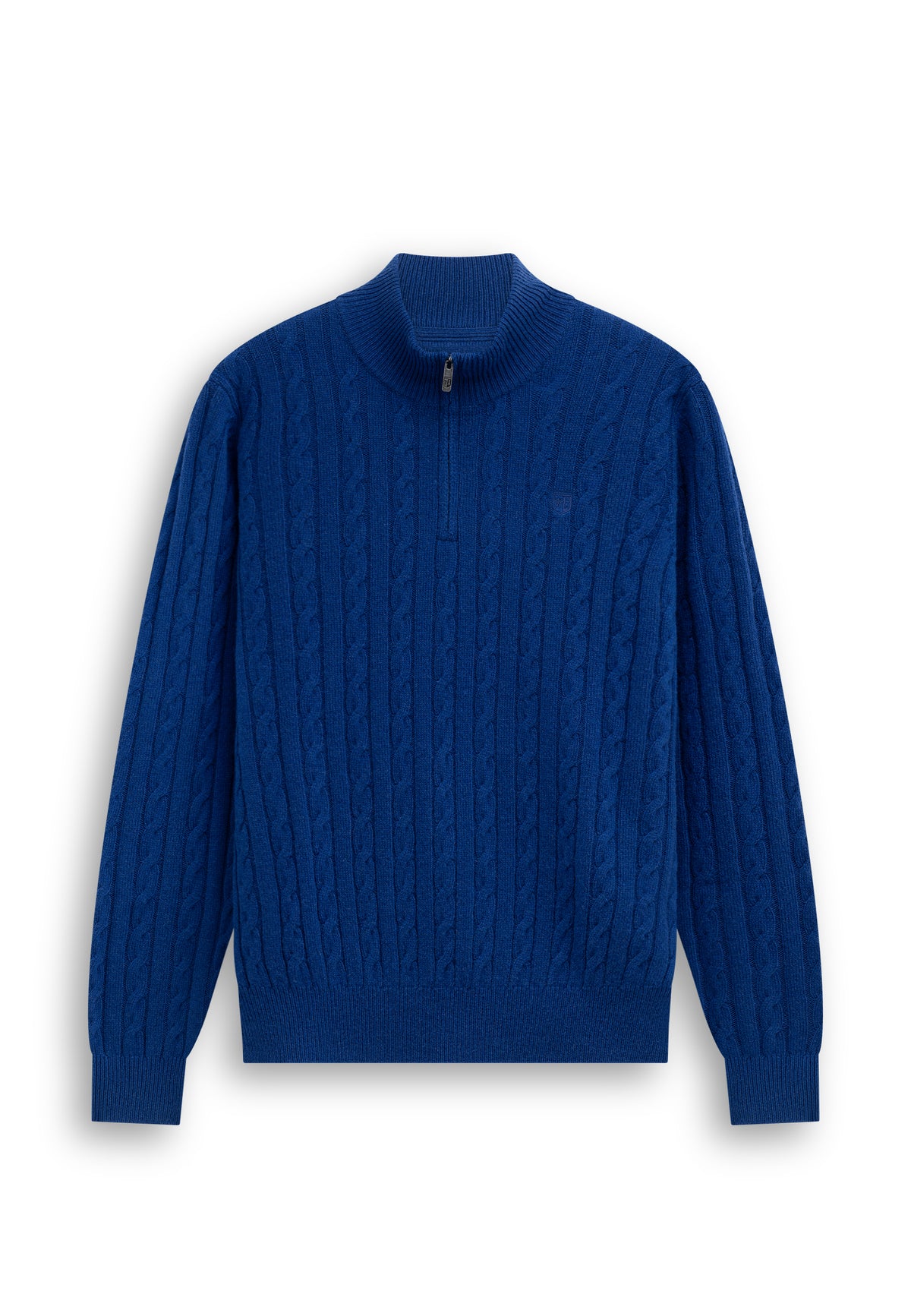 Pull en maille torsadée à col zippé