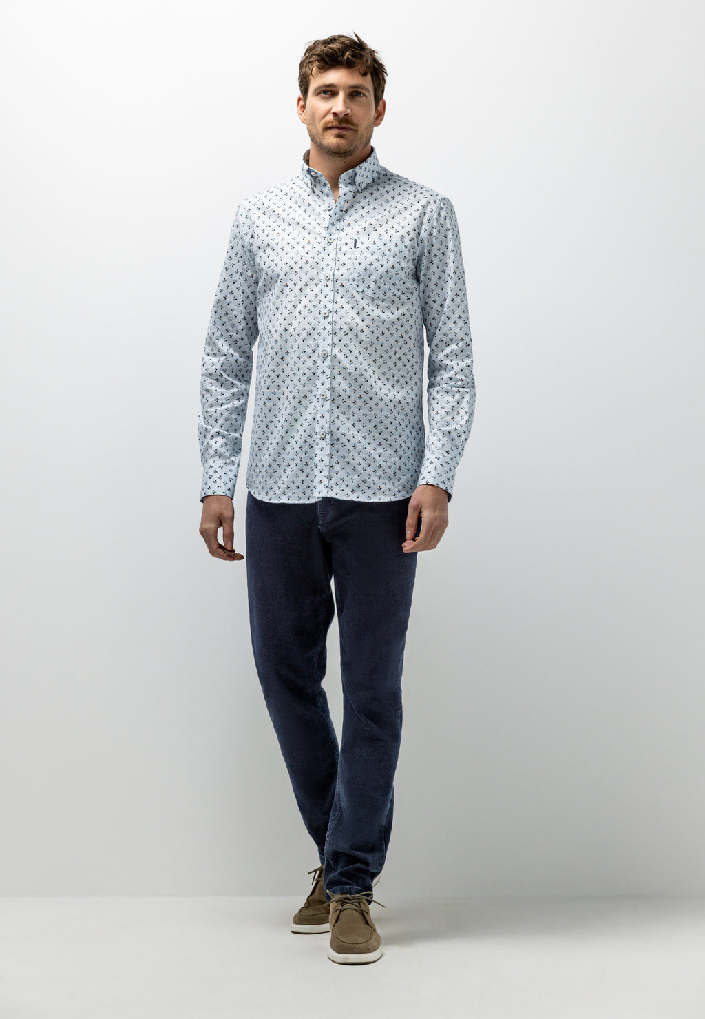 Overhemd met all-over print en structuur