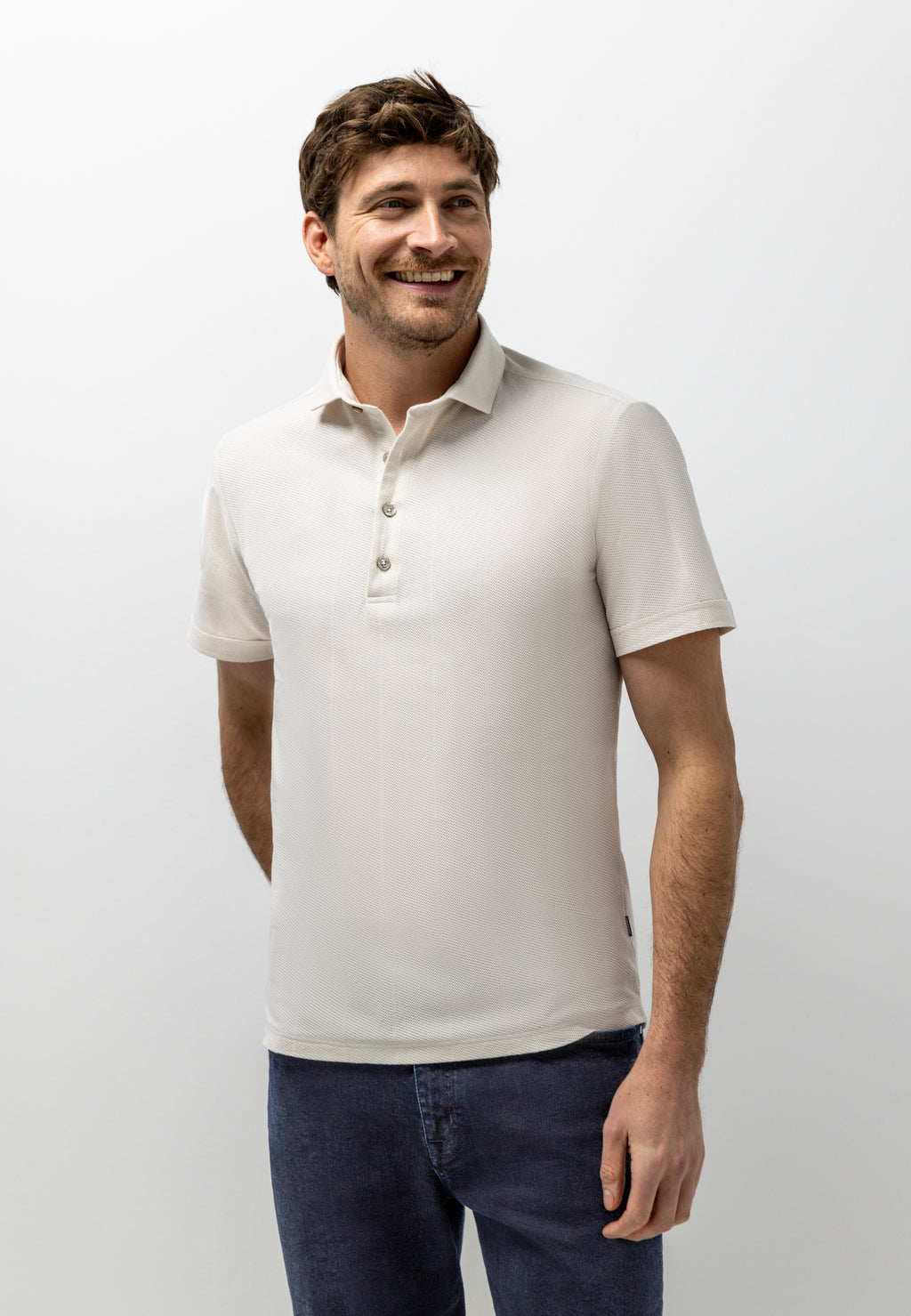 Polo en coton texturé