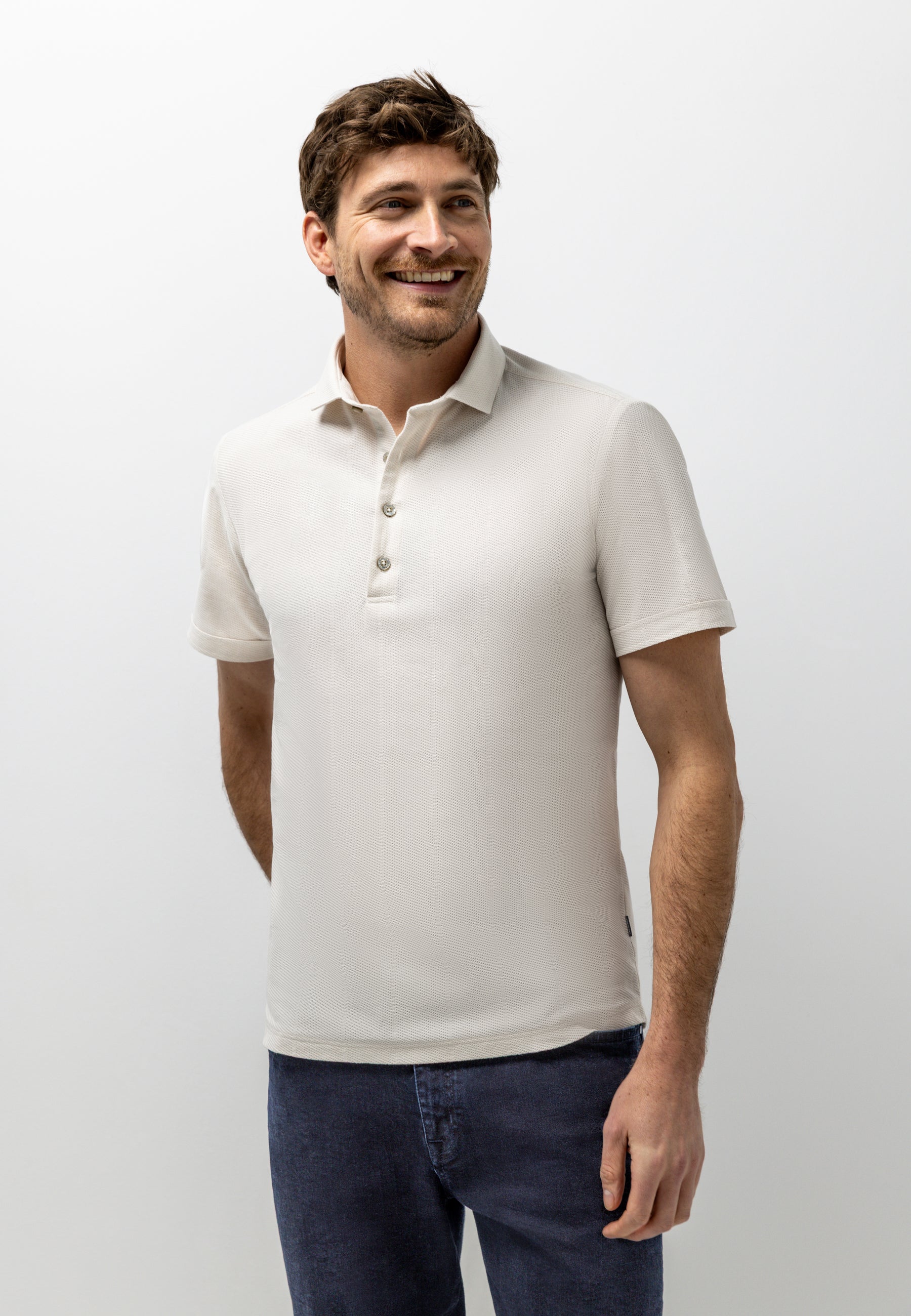 Polo en coton texturé
