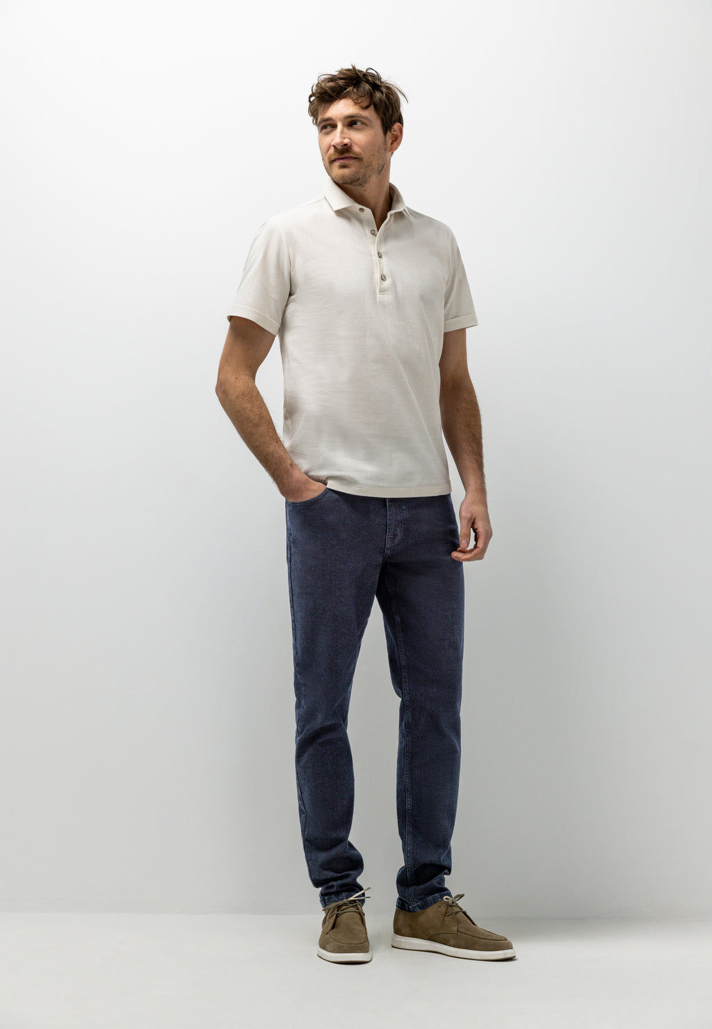 Polo en coton texturé
