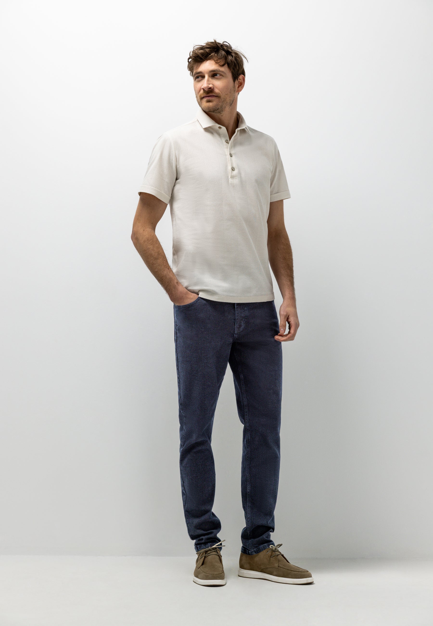 Polo en coton texturé