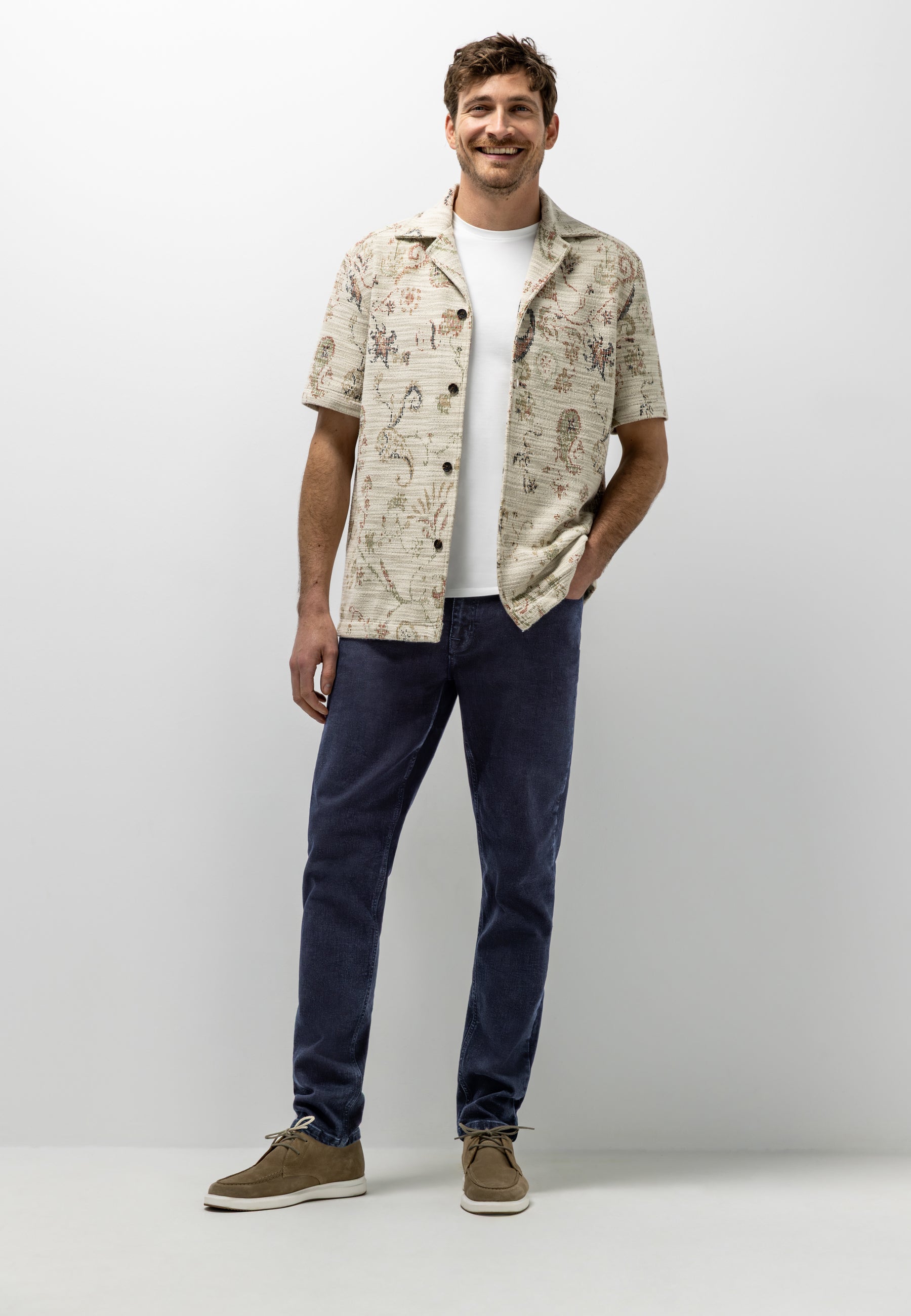 Chemise à imprimé intégral et texture