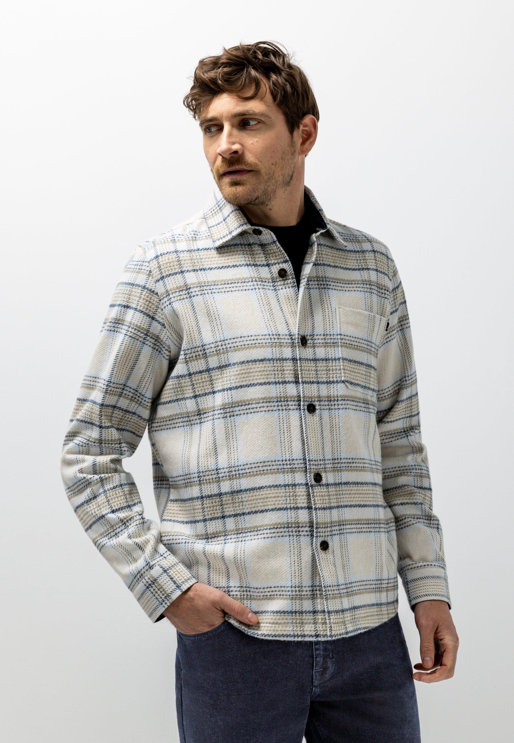 Surchemise en twill à carreaux