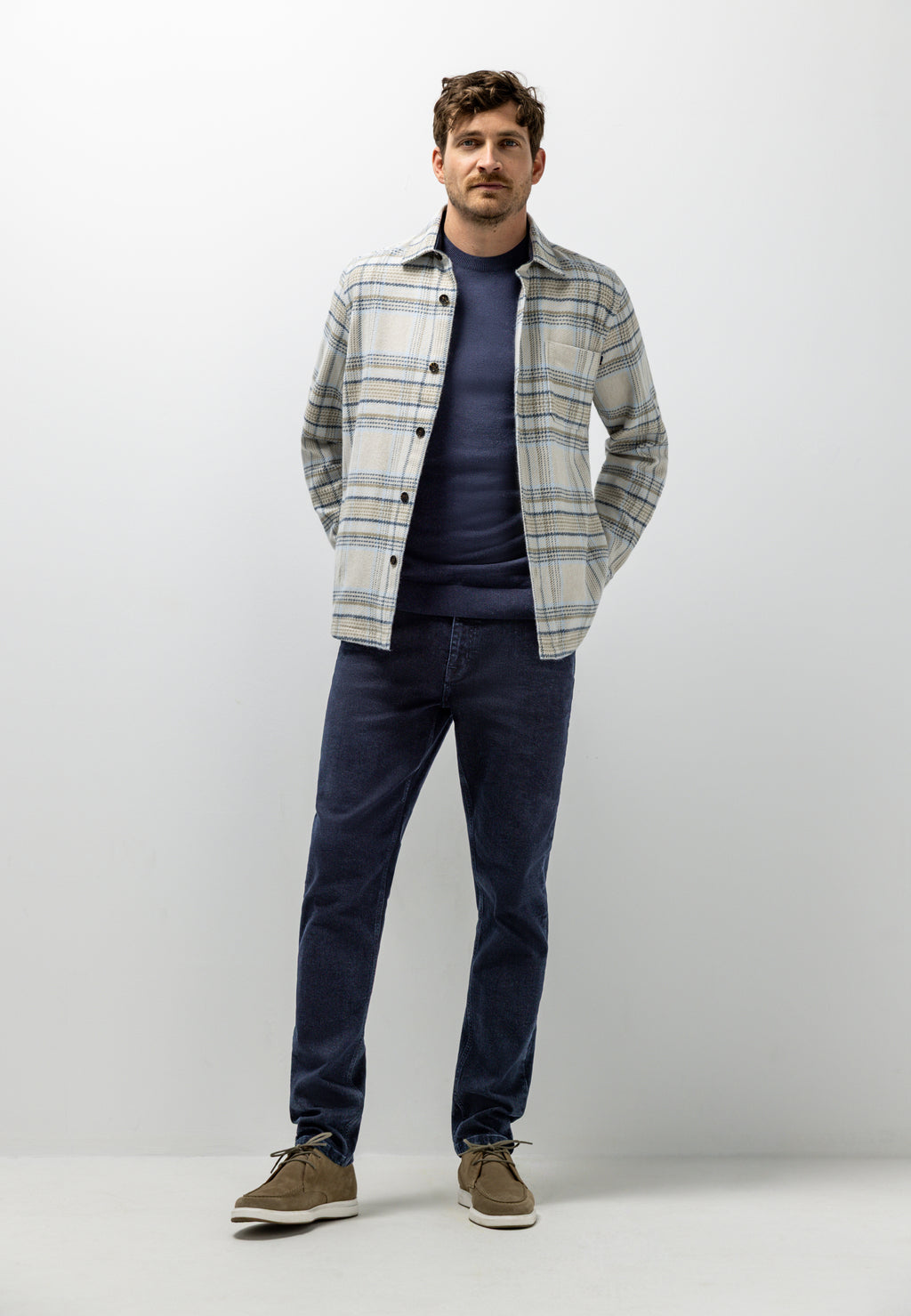 Twill overshirt met ruitdessin