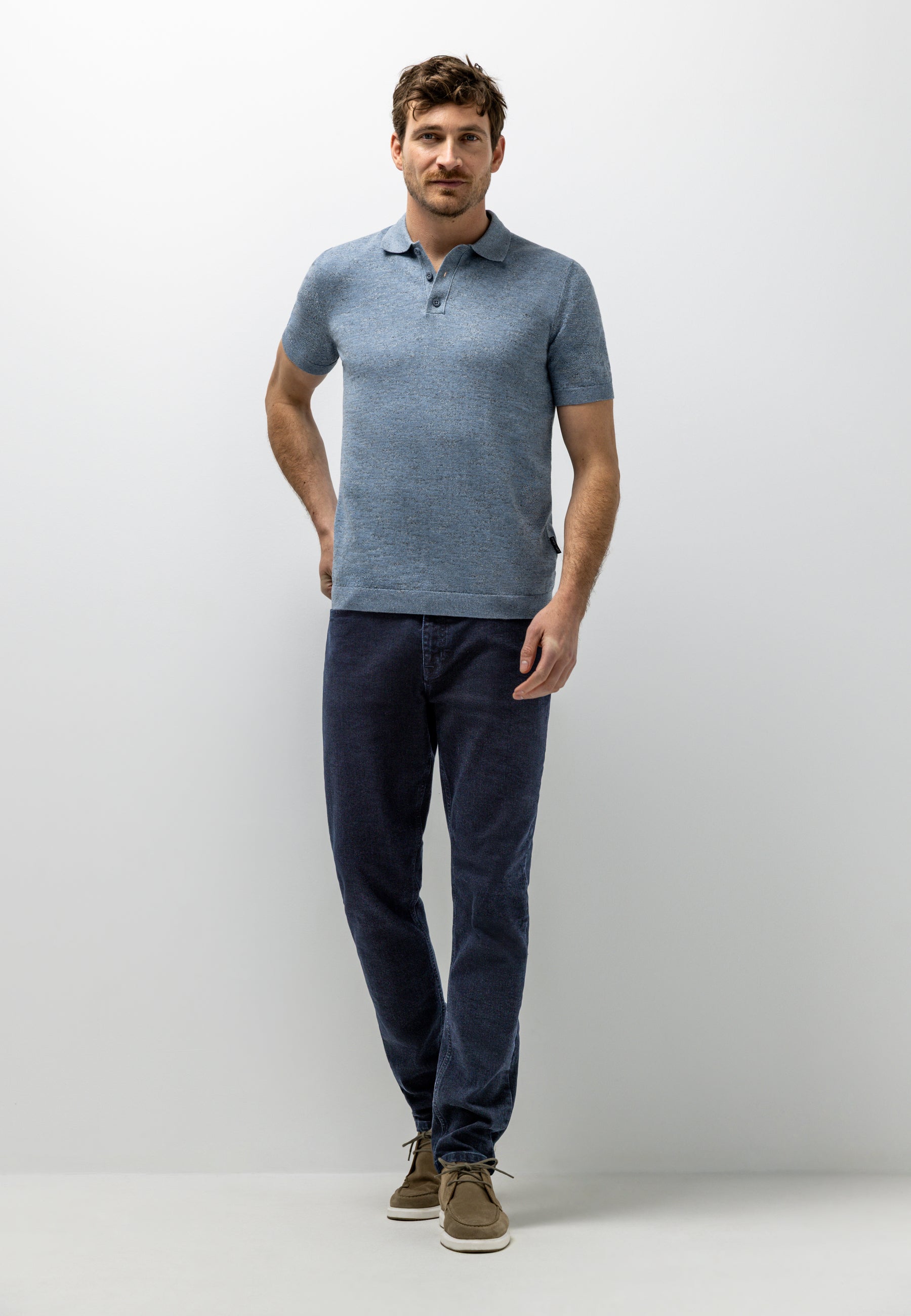 Polo en maille à effet chiné