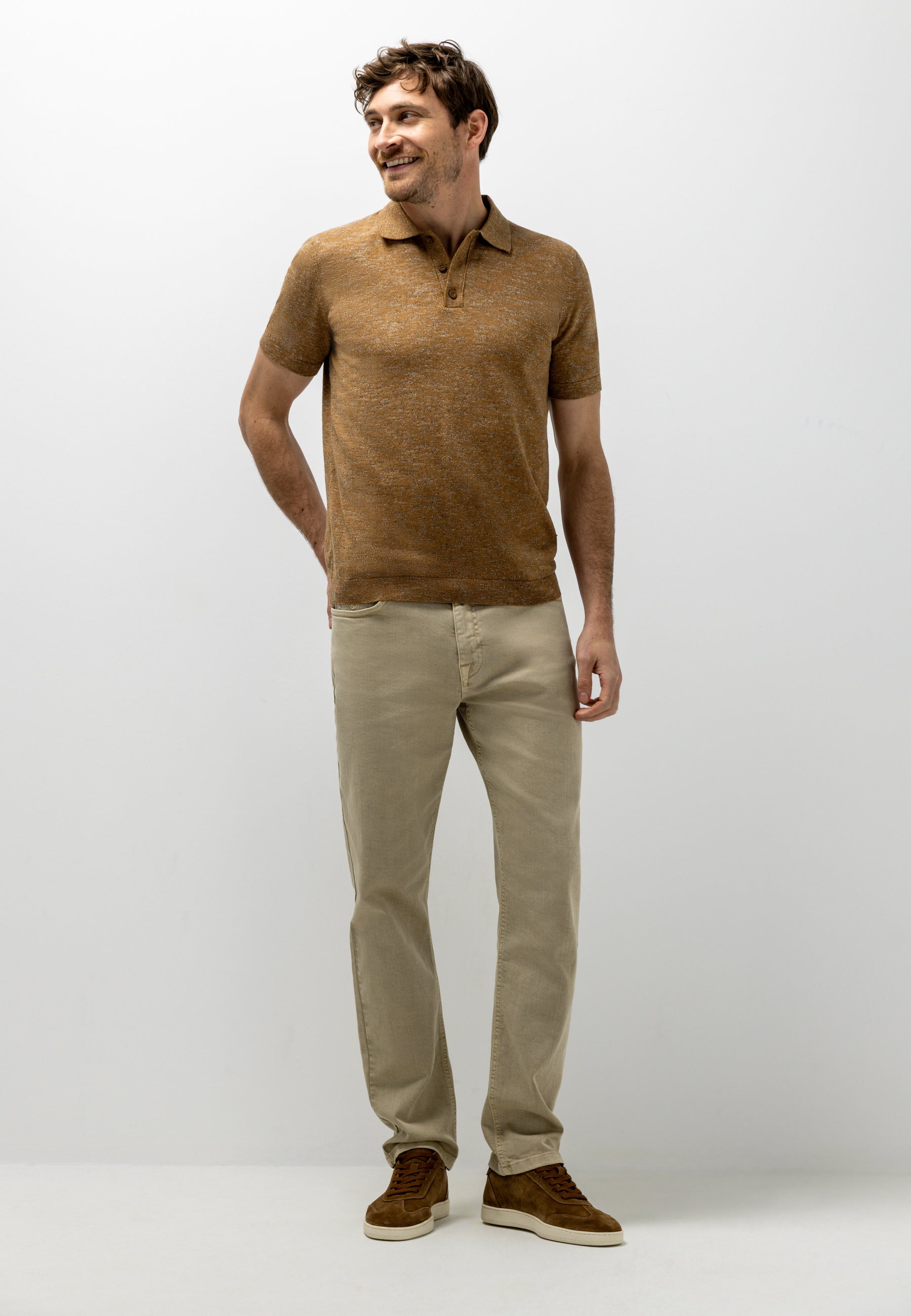 Polo en maille à effet chiné
