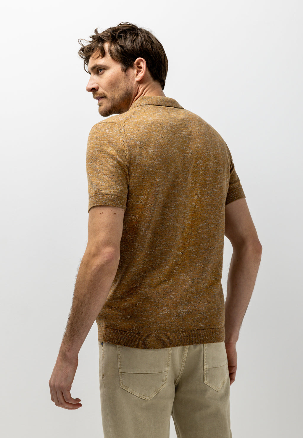 Polo en maille à effet chiné