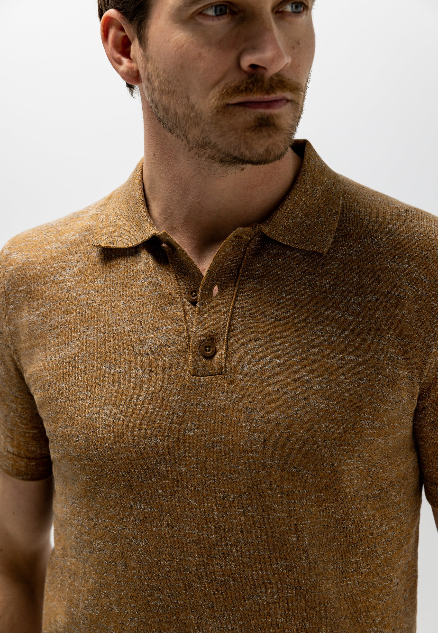 Polo en maille à effet chiné