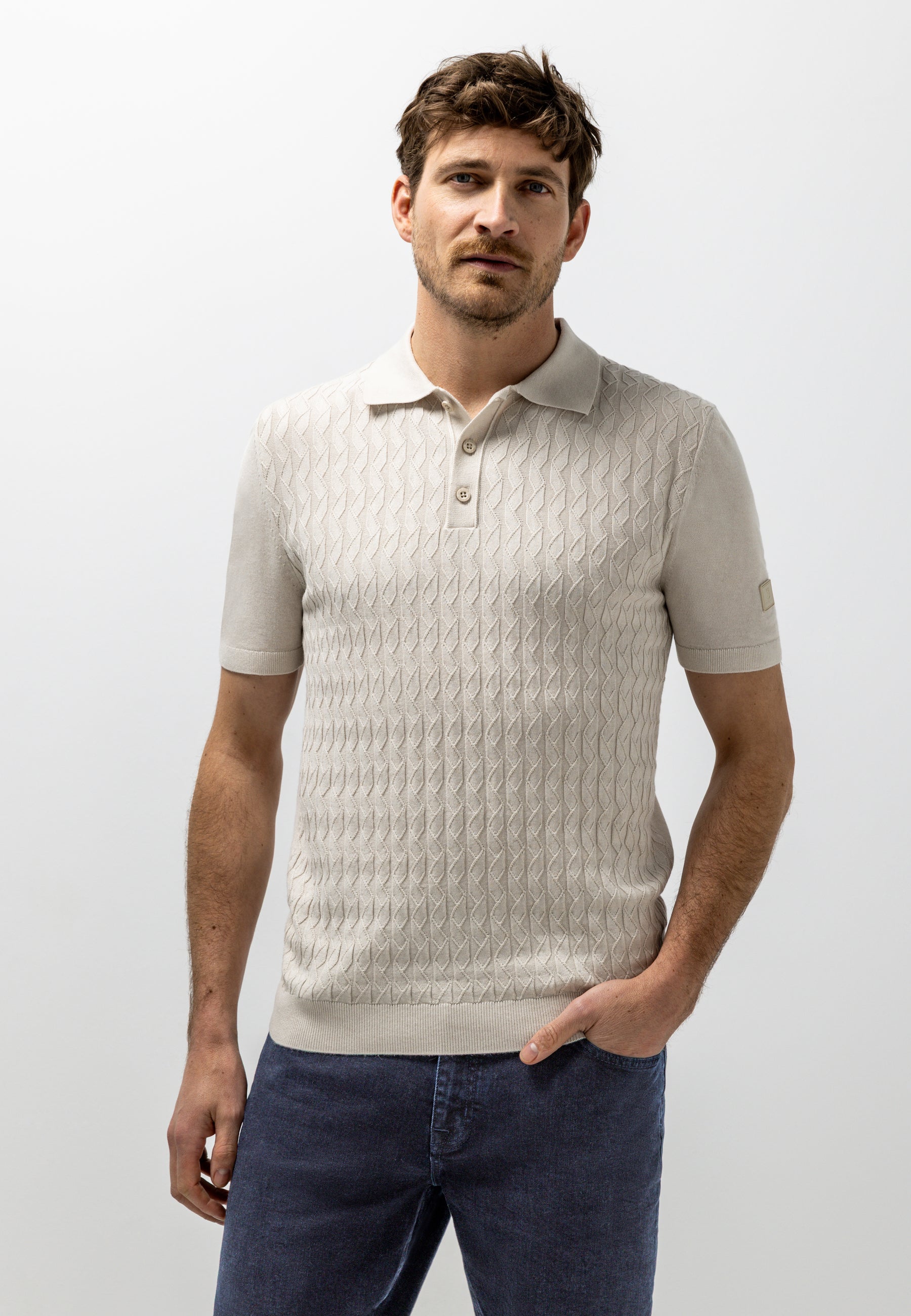 Polo en maille texturé