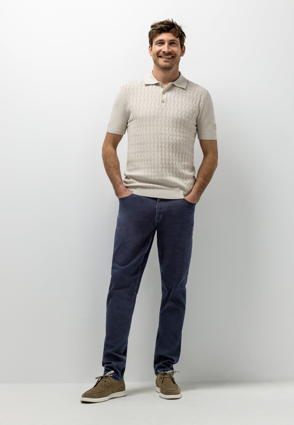 Polo en maille texturé