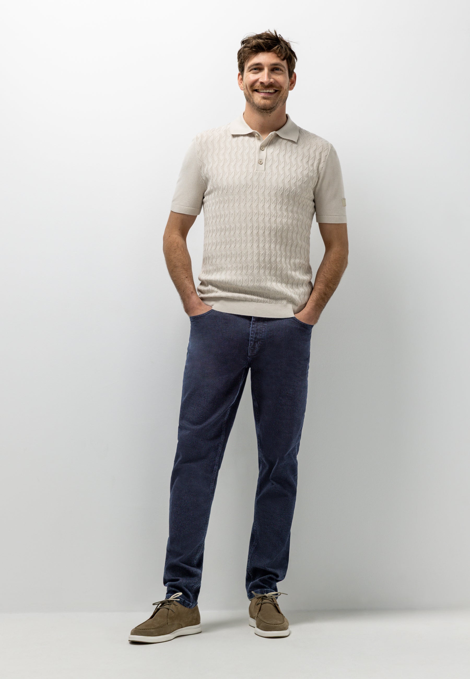 Polo en maille texturé