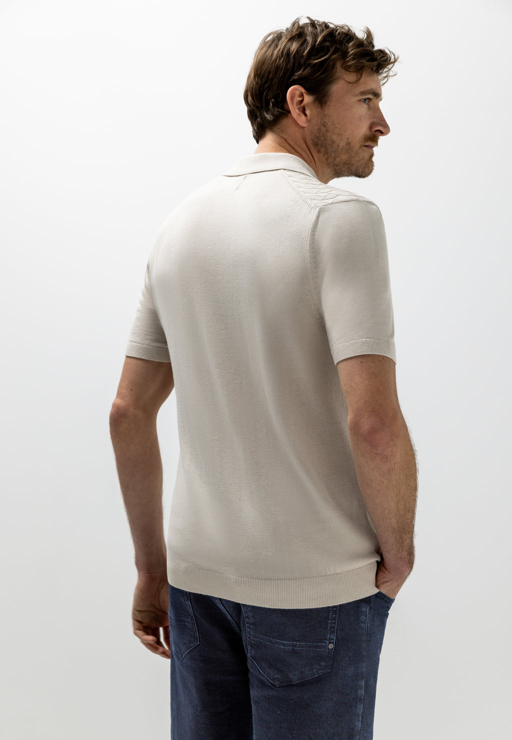 Polo en maille texturé
