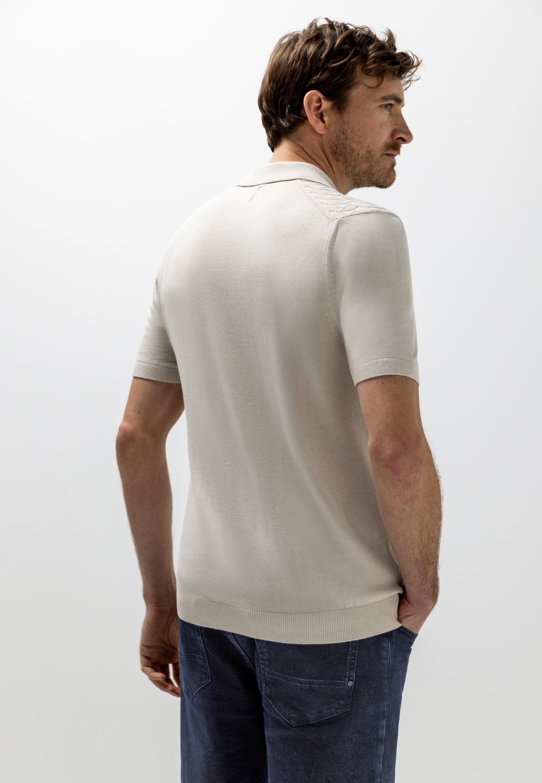 Polo en maille texturé