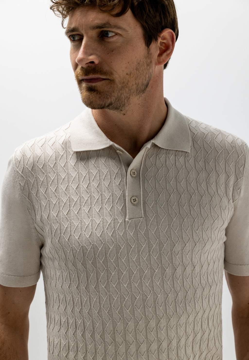 Polo en maille texturé