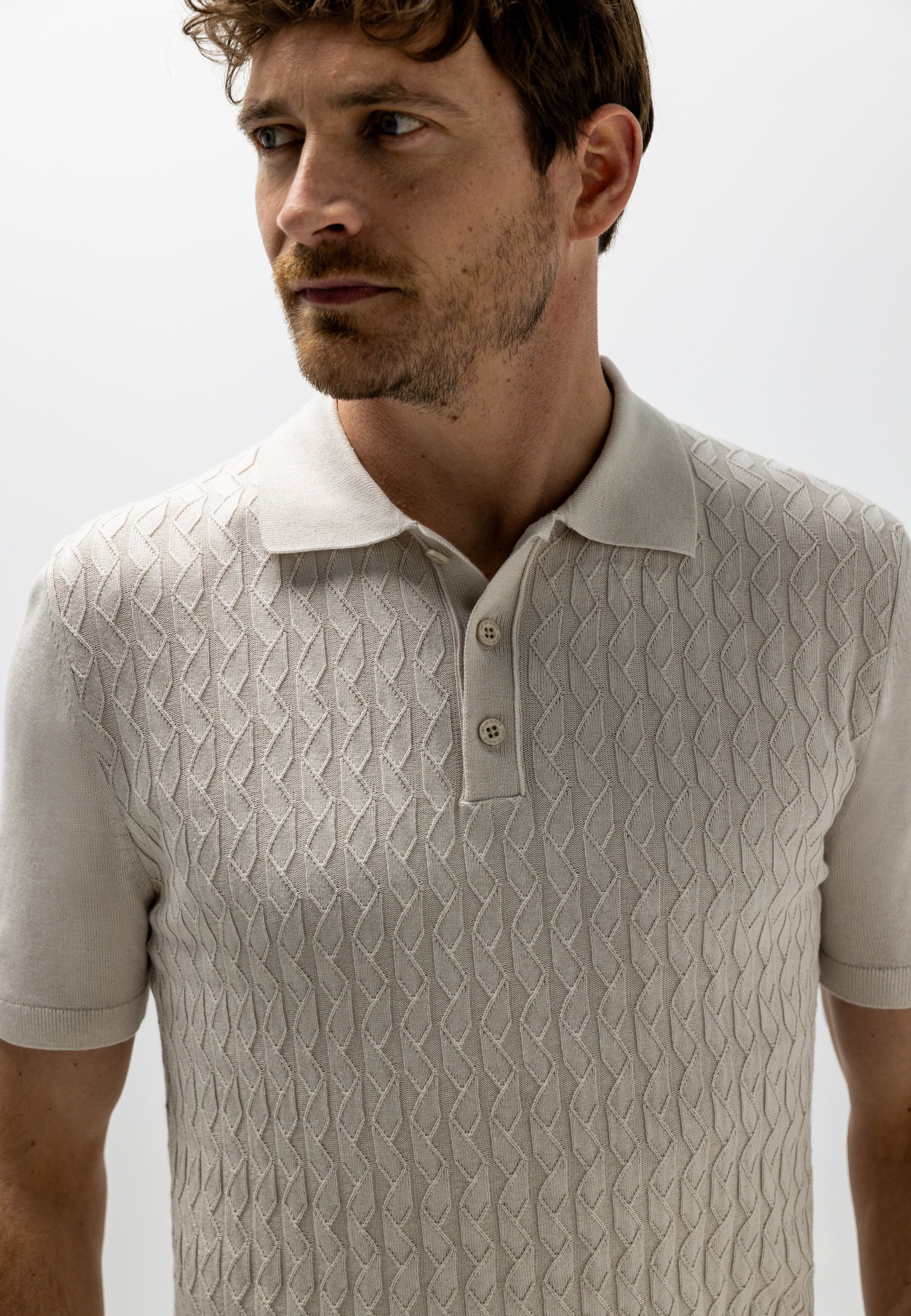 Polo en maille texturé