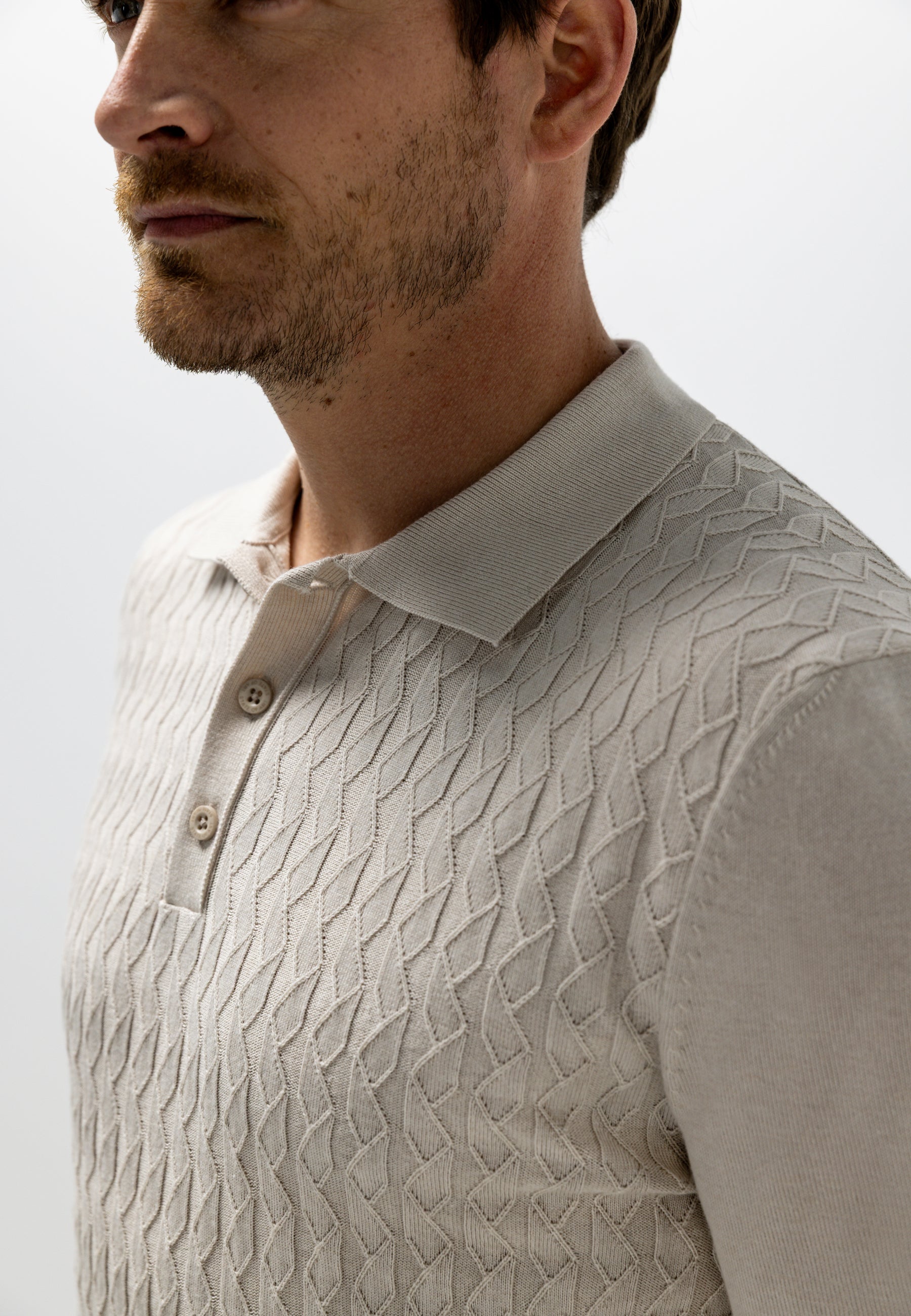 Polo en maille texturé