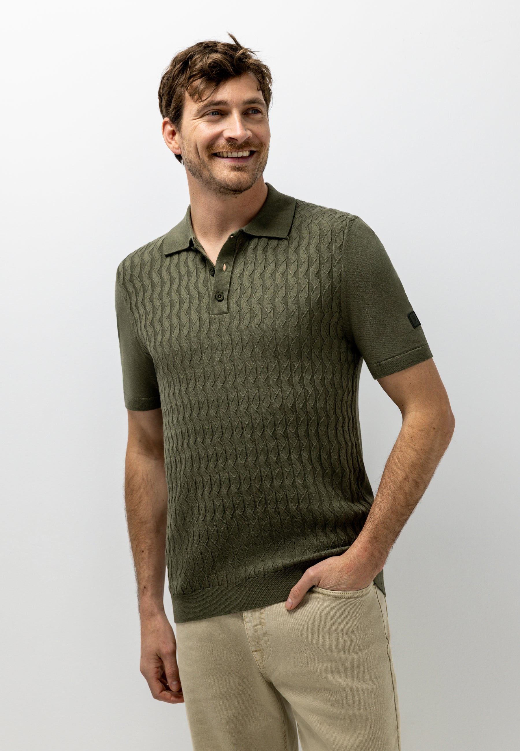 Polo en maille texturé