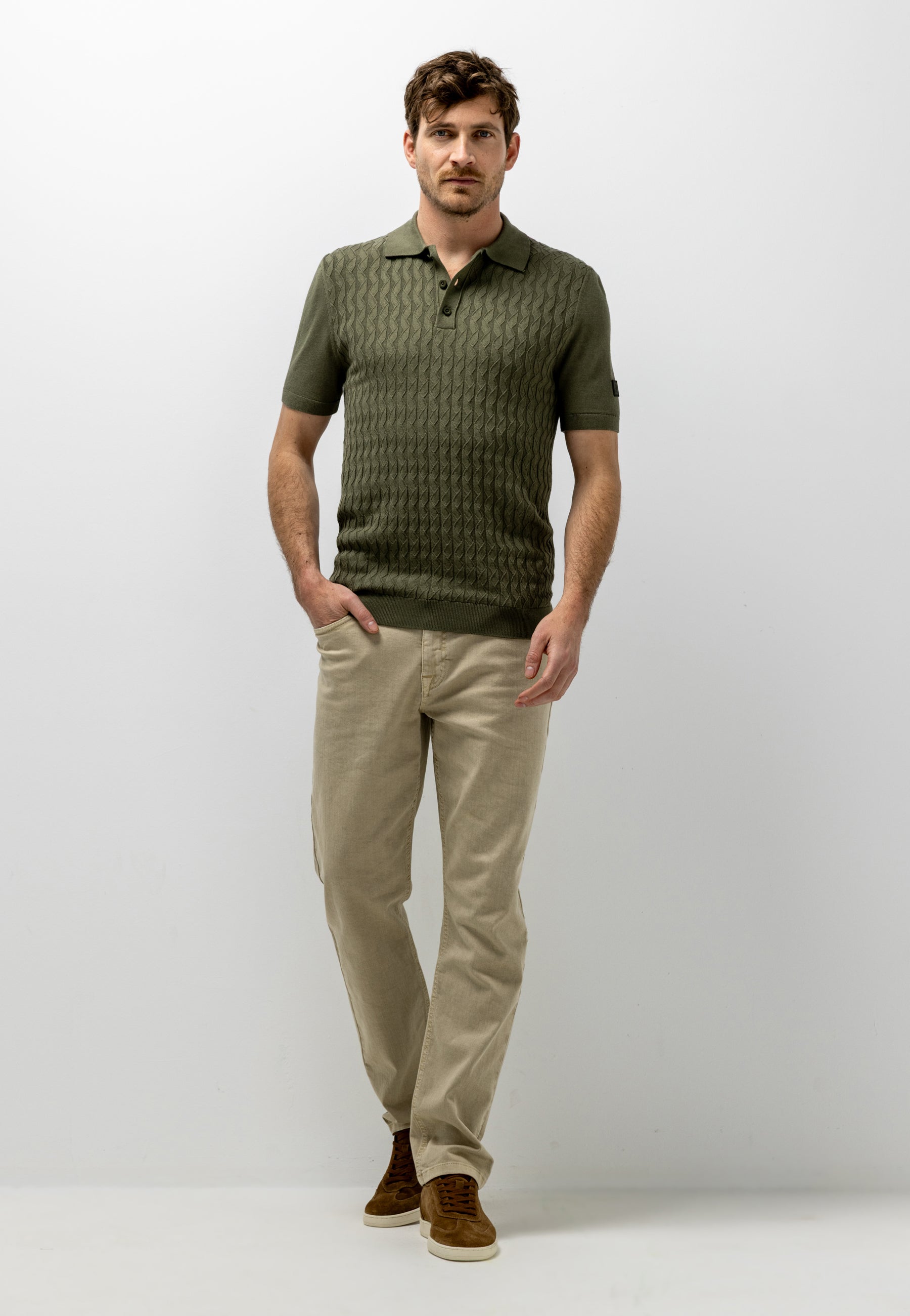 Polo en maille texturé