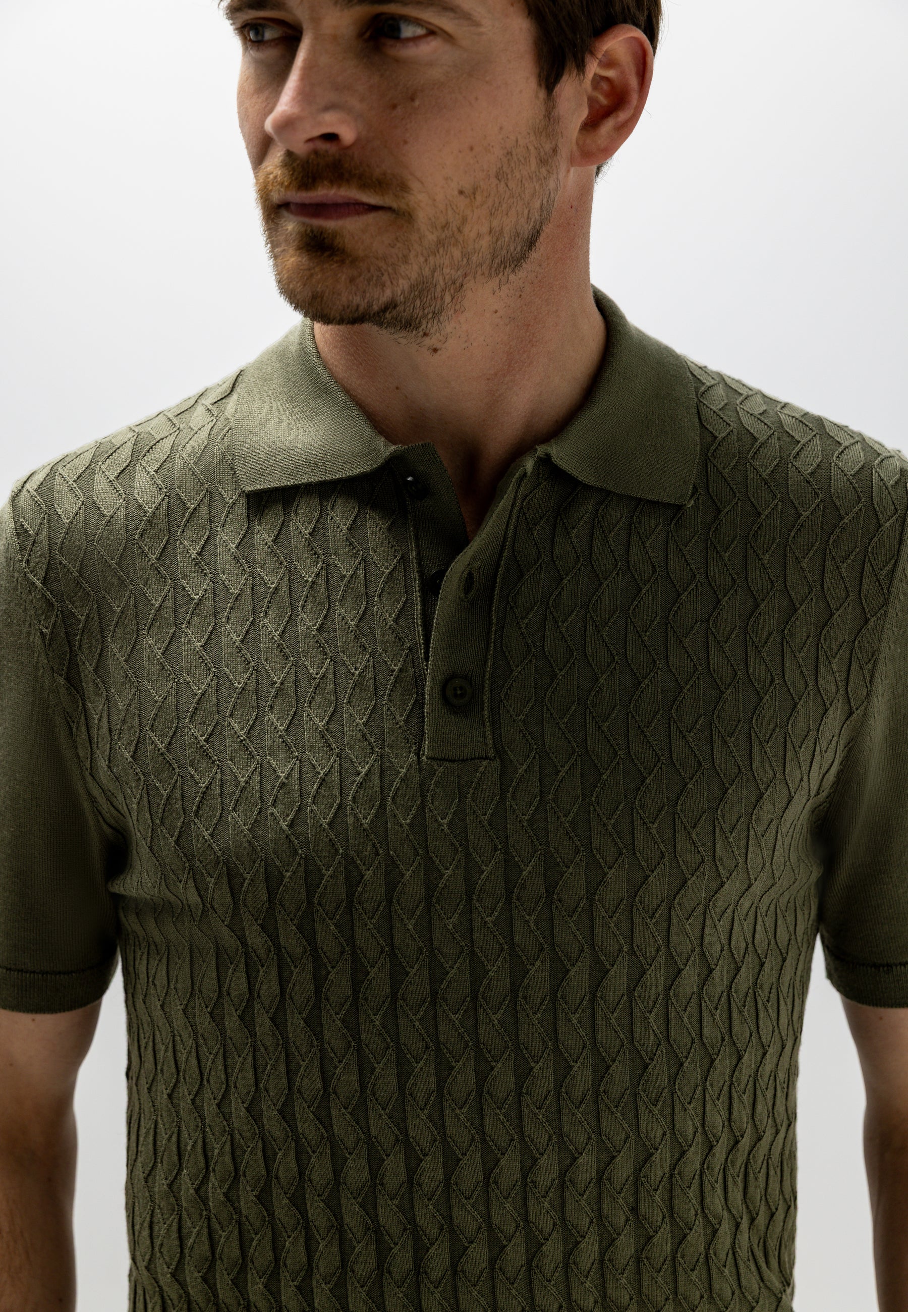 Polo en maille texturé