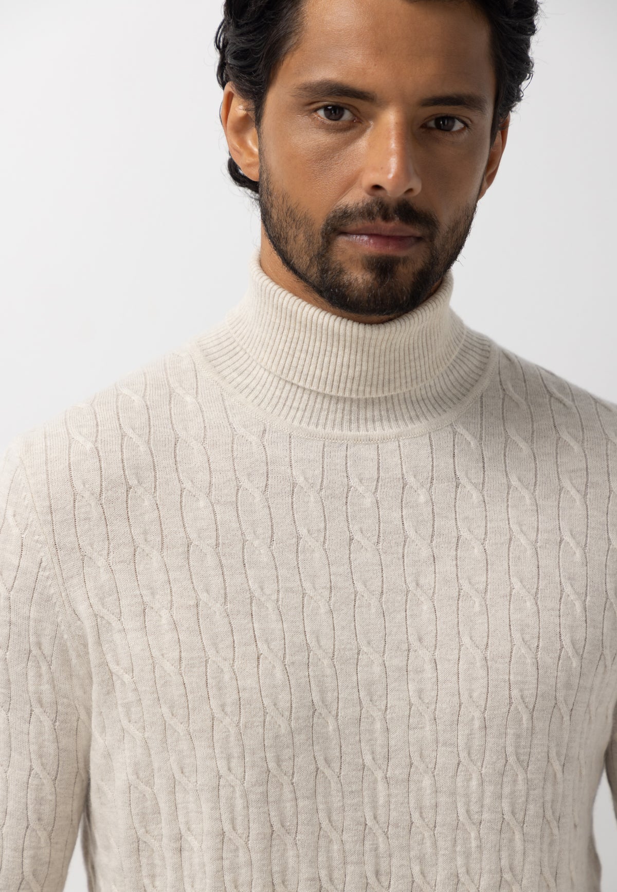 Pull à col roulé en mélange de laine d’agneau