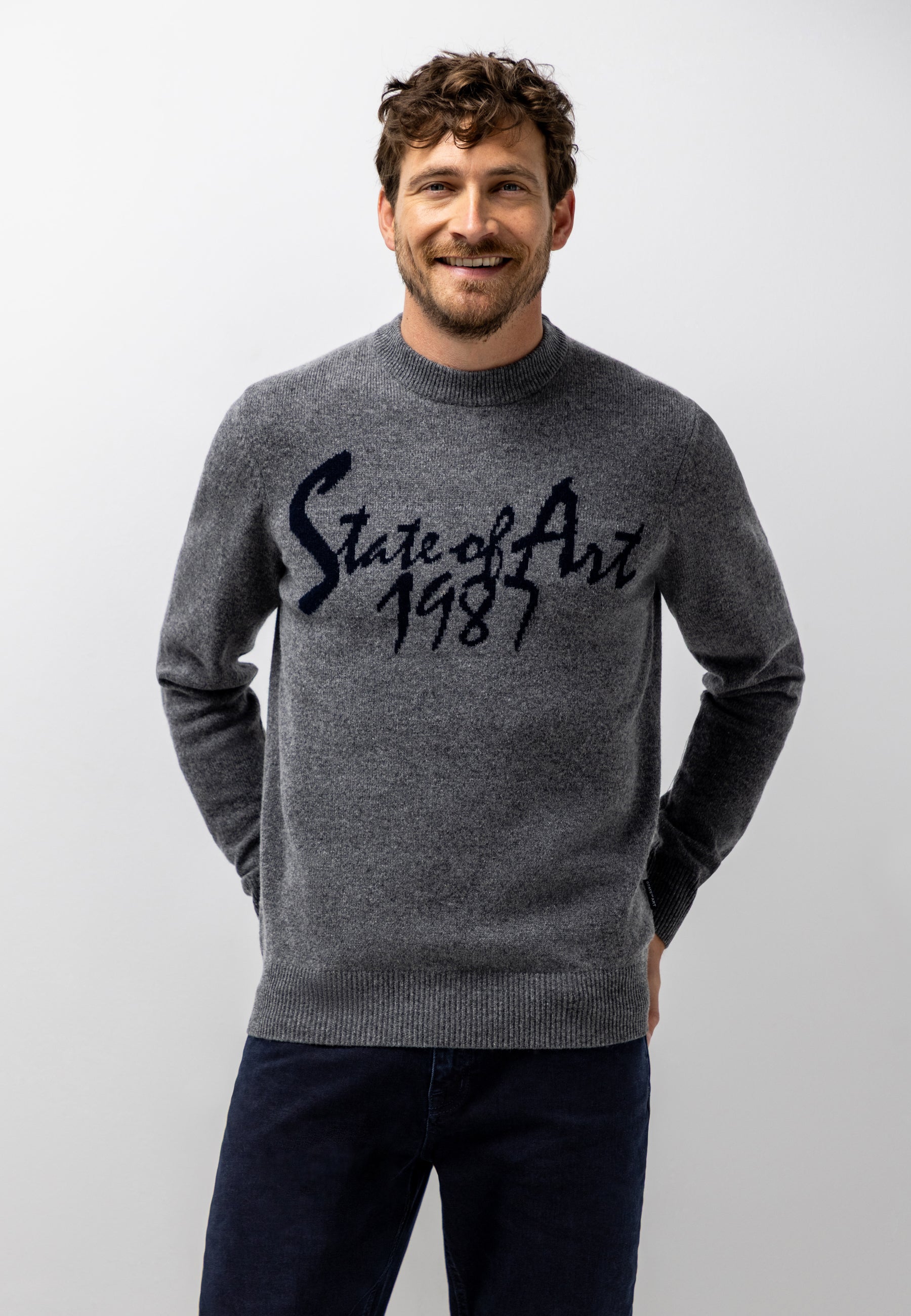 Pull intarsia en laine d'agneau