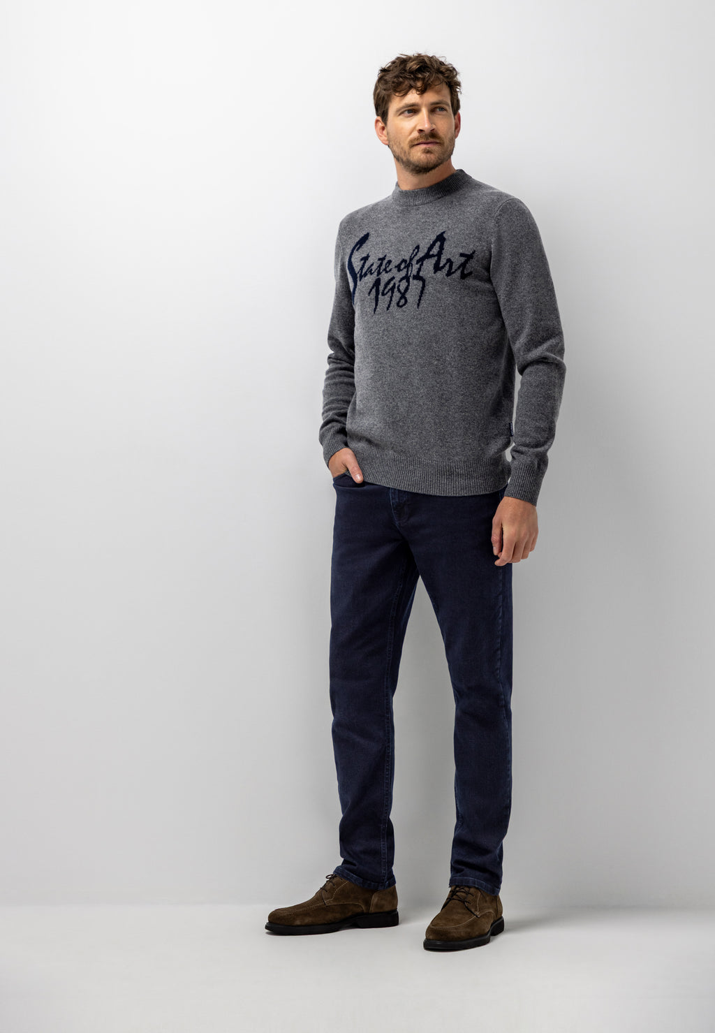 Pull intarsia en laine d'agneau