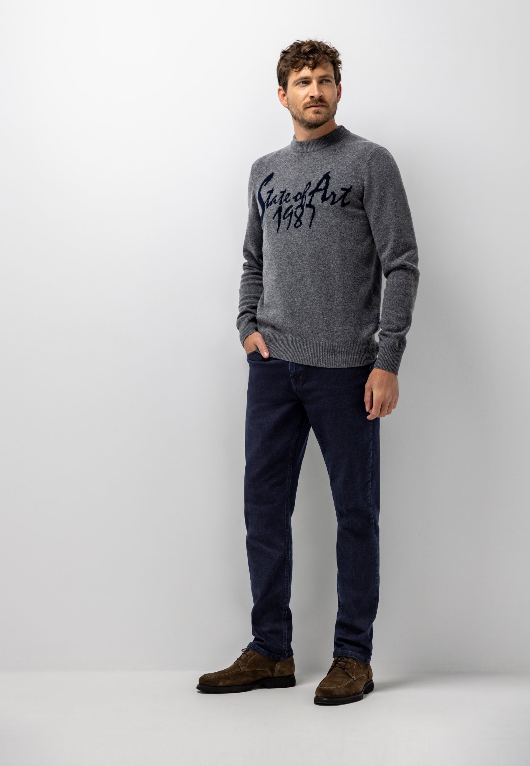 Pull intarsia en laine d'agneau