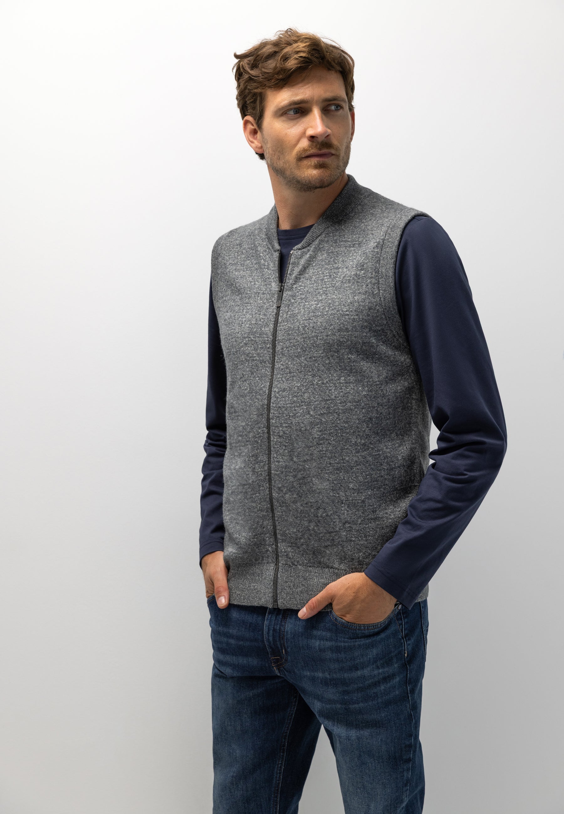 Gilet en maille à col bomber