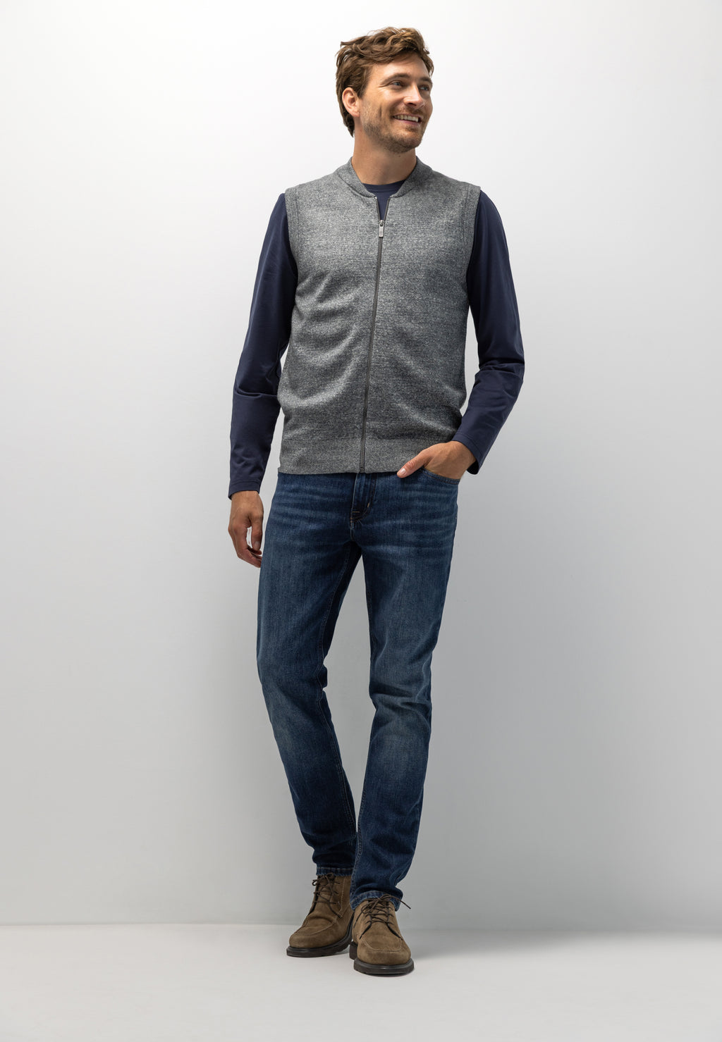 Gilet en maille à col bomber