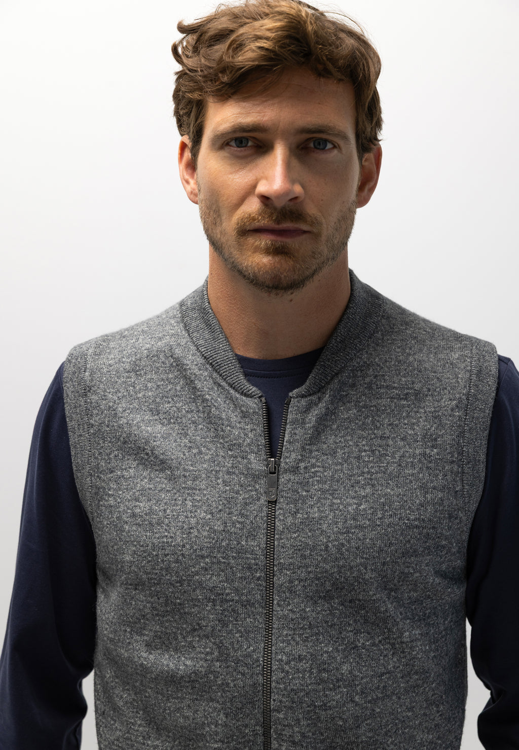 Gilet en maille à col bomber