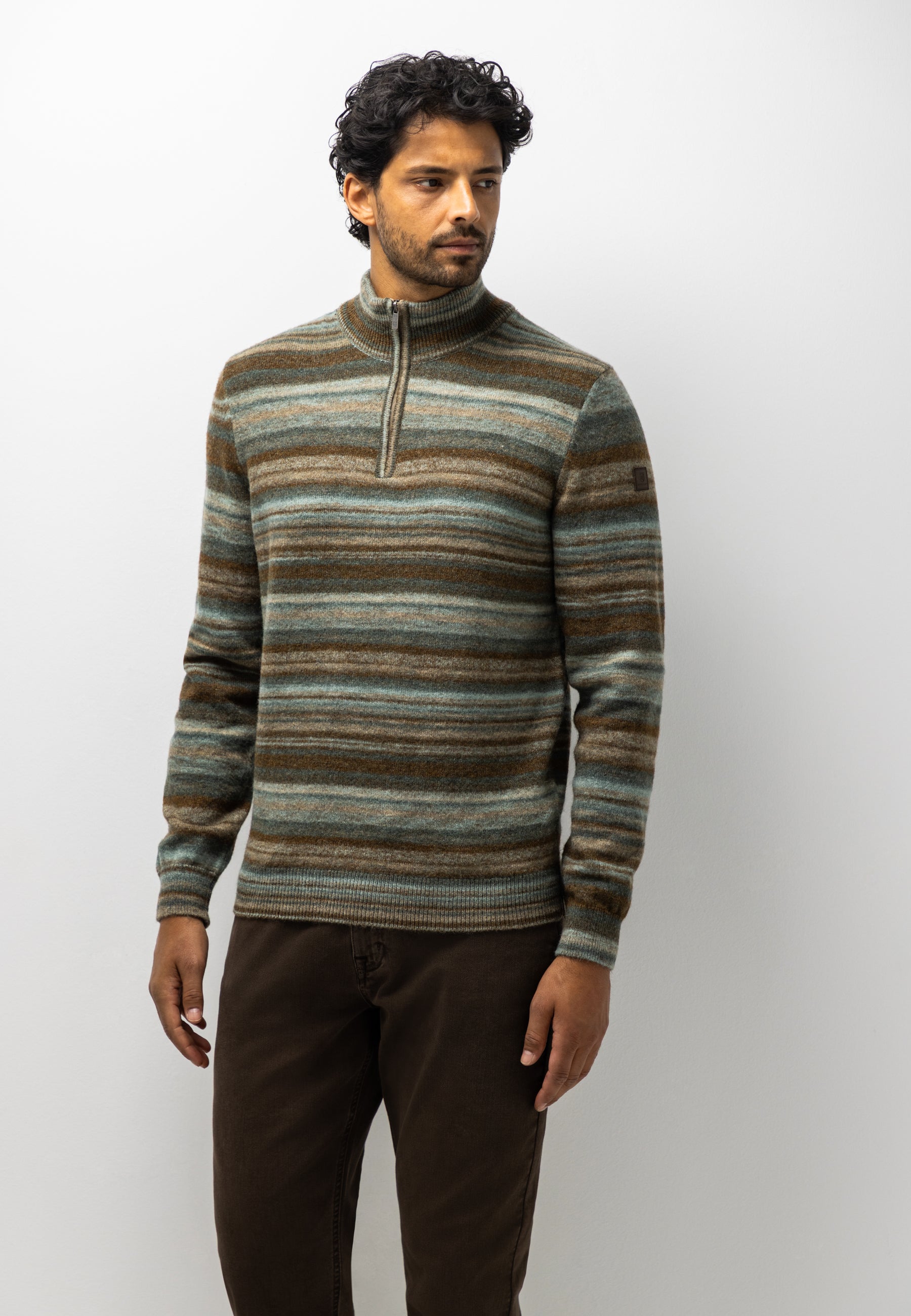 Pull rayé à demi-zip