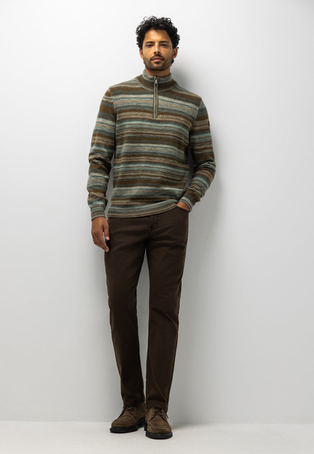 Pull rayé à demi-zip