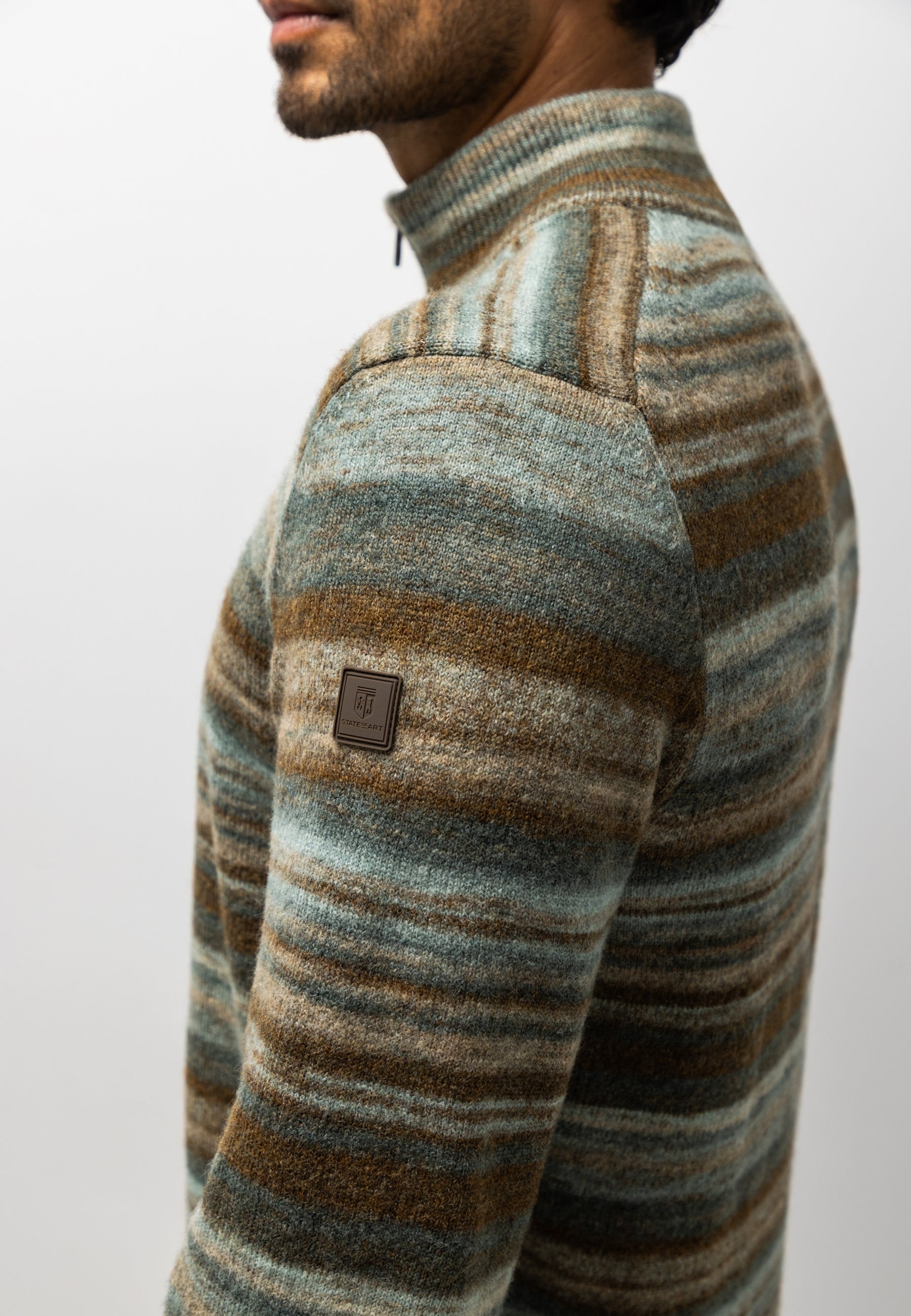 Pull rayé à demi-zip