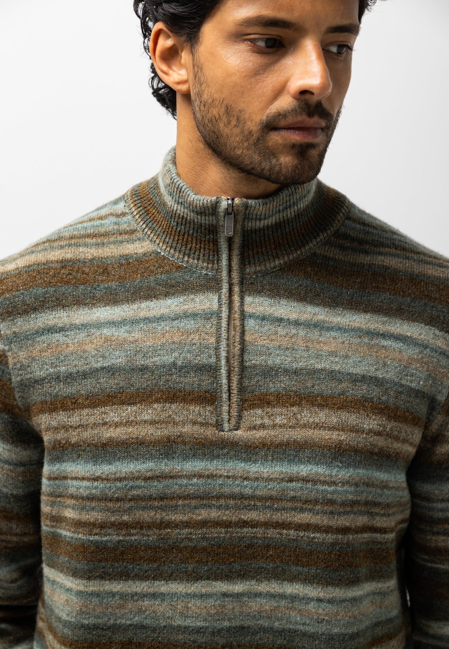 Pull rayé à demi-zip