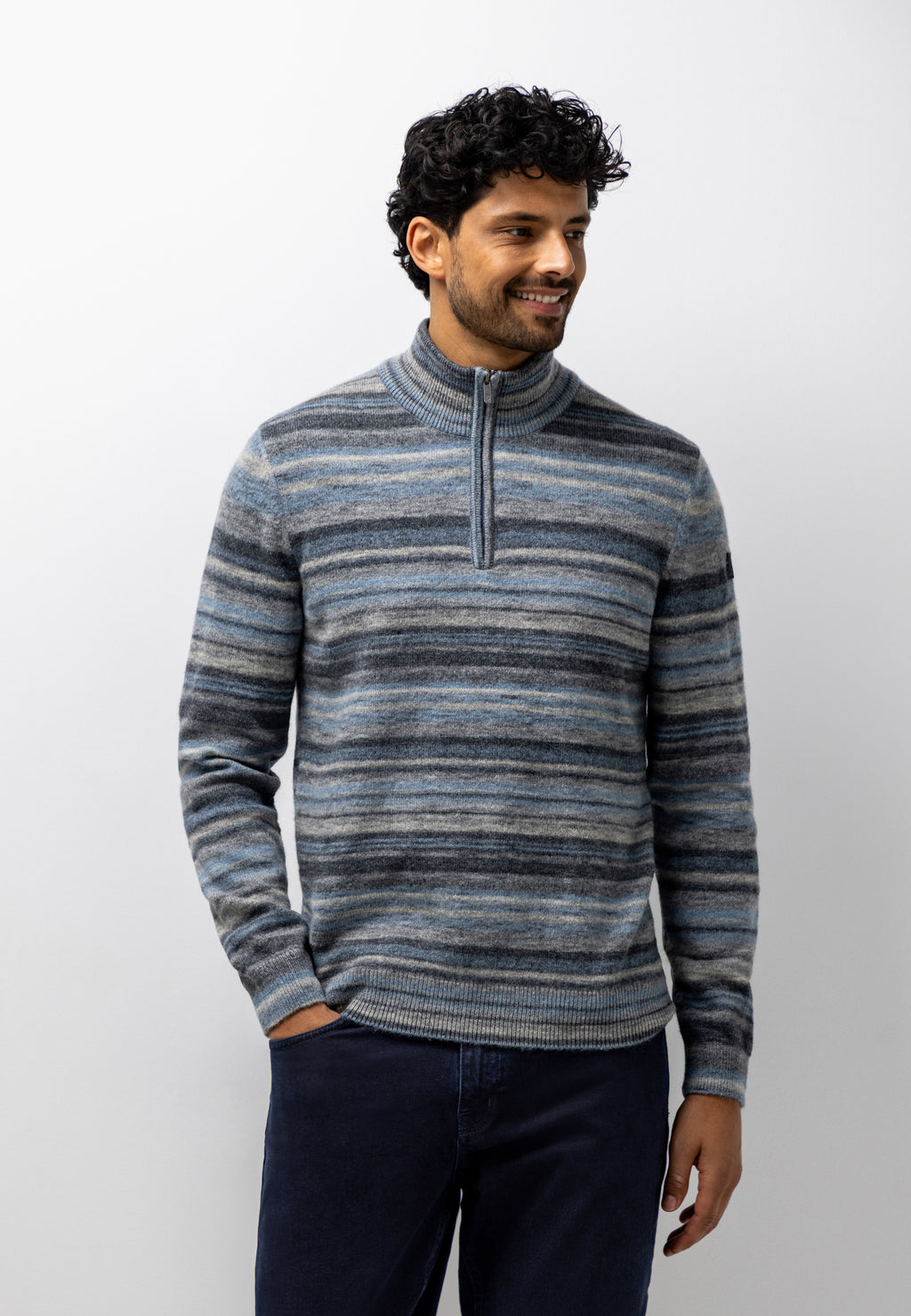 Pull rayé à demi-zip