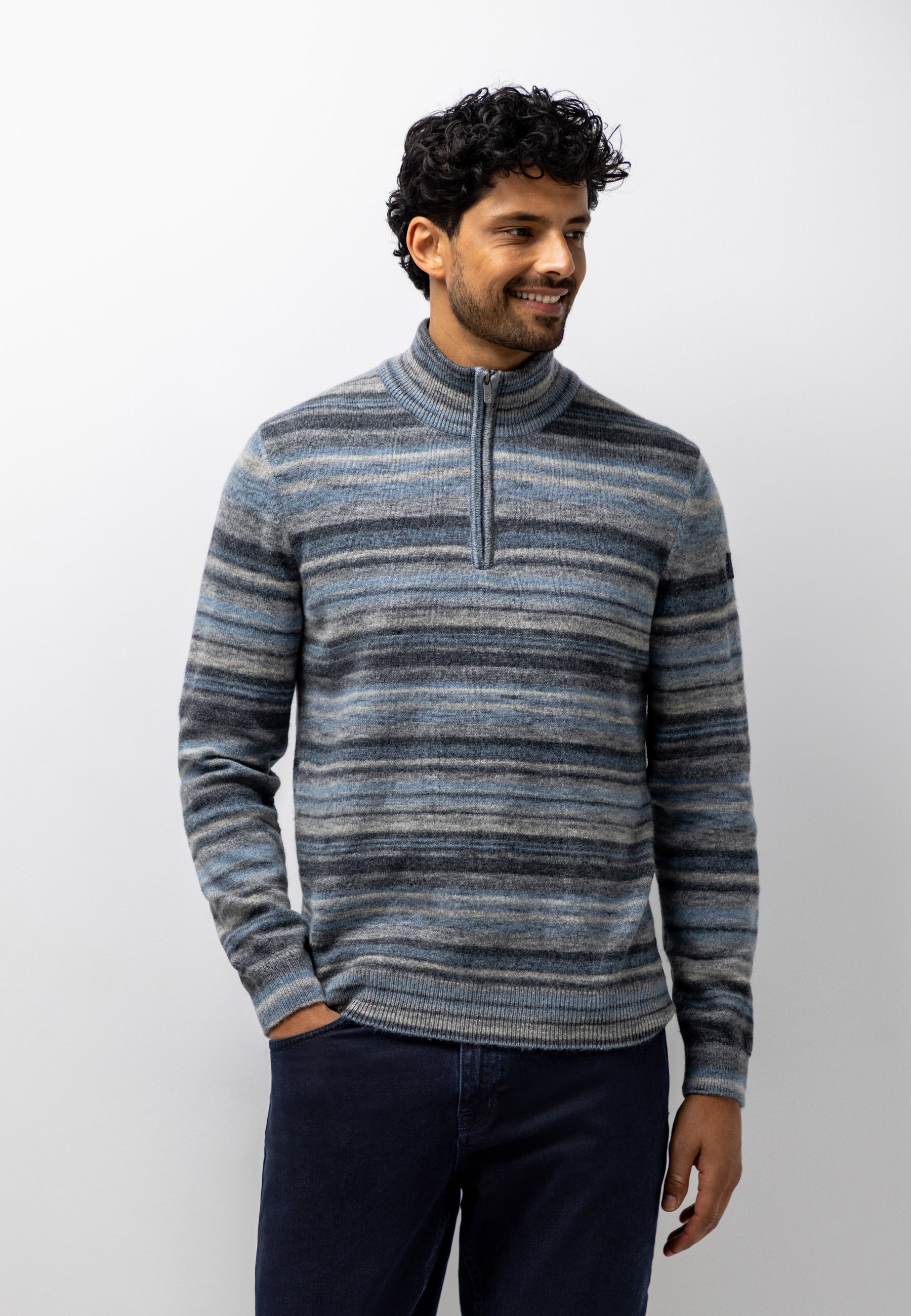 Pull rayé à demi-zip