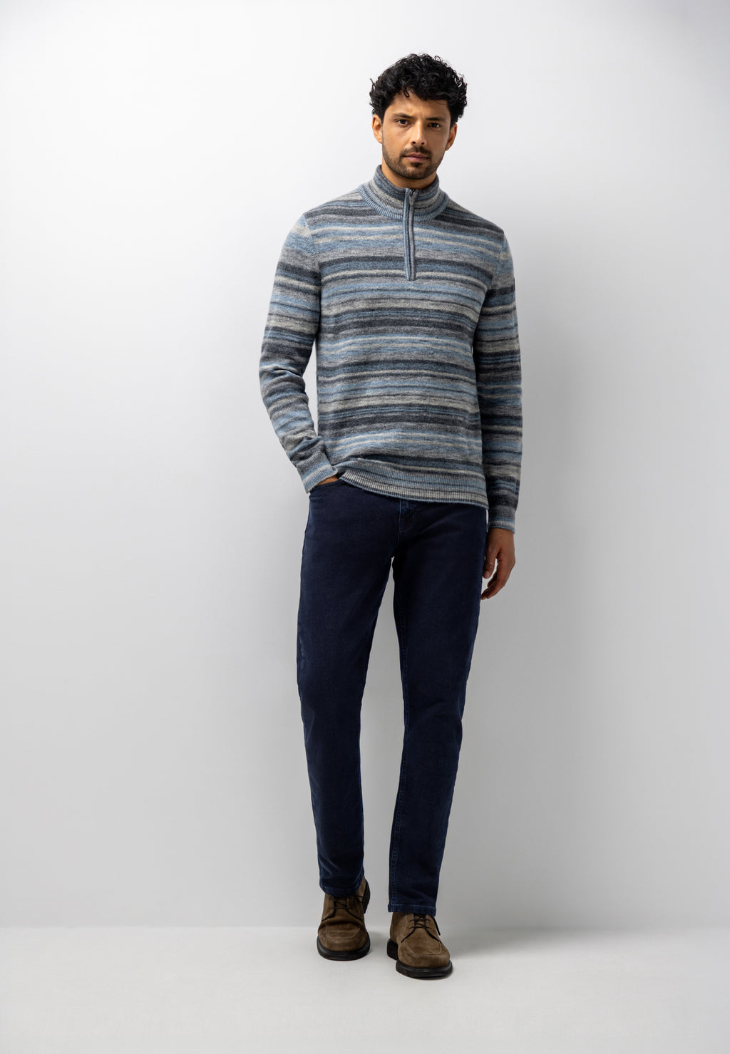 Pull rayé à demi-zip
