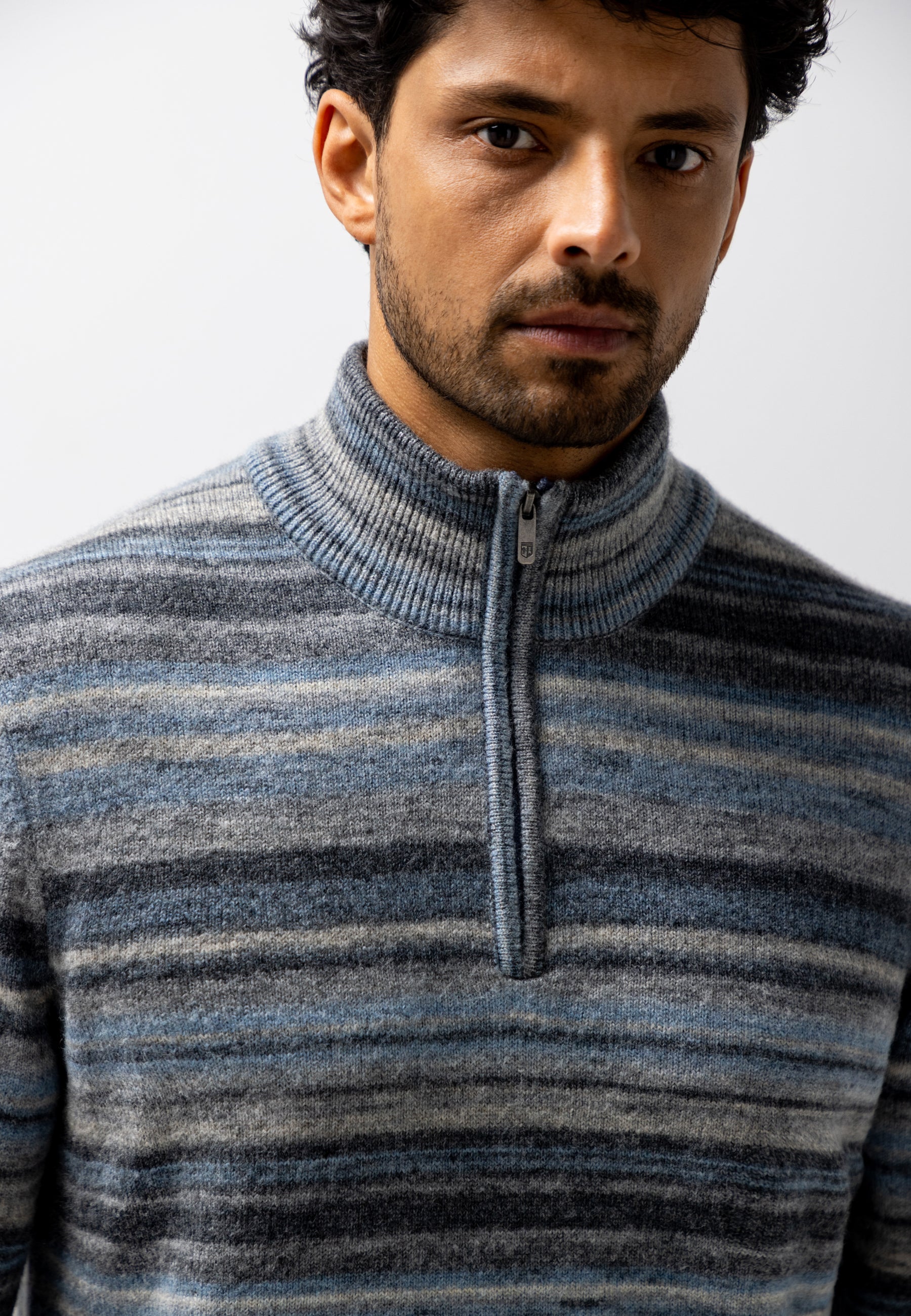 Pull rayé à demi-zip
