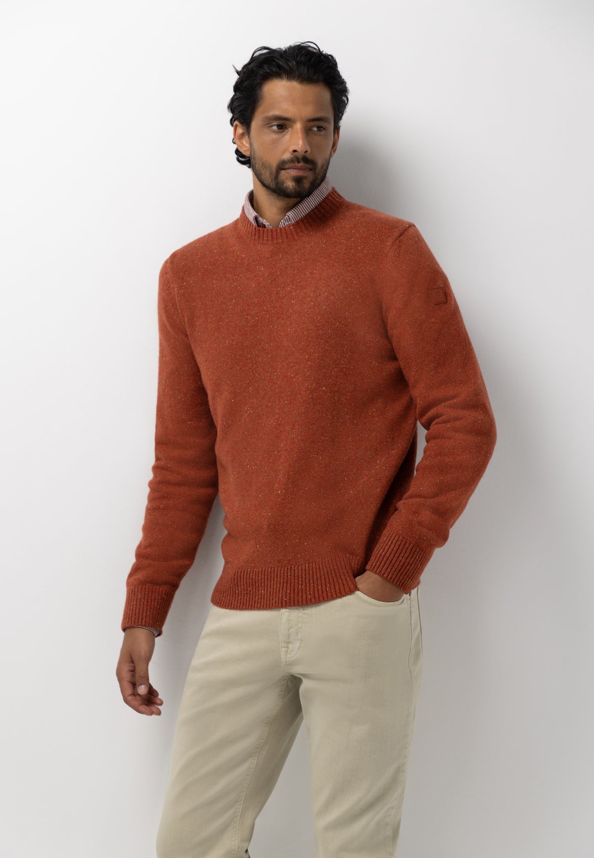 Pull en mélange de laine à col rond