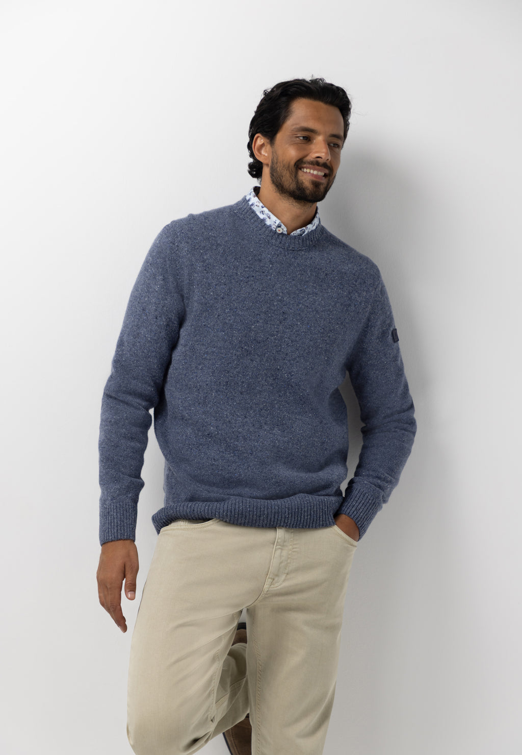 Pull en mélange de laine à col rond