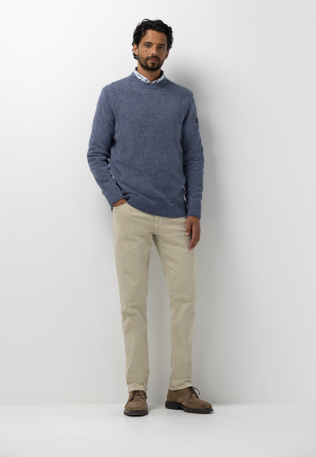 Pull en mélange de laine à col rond