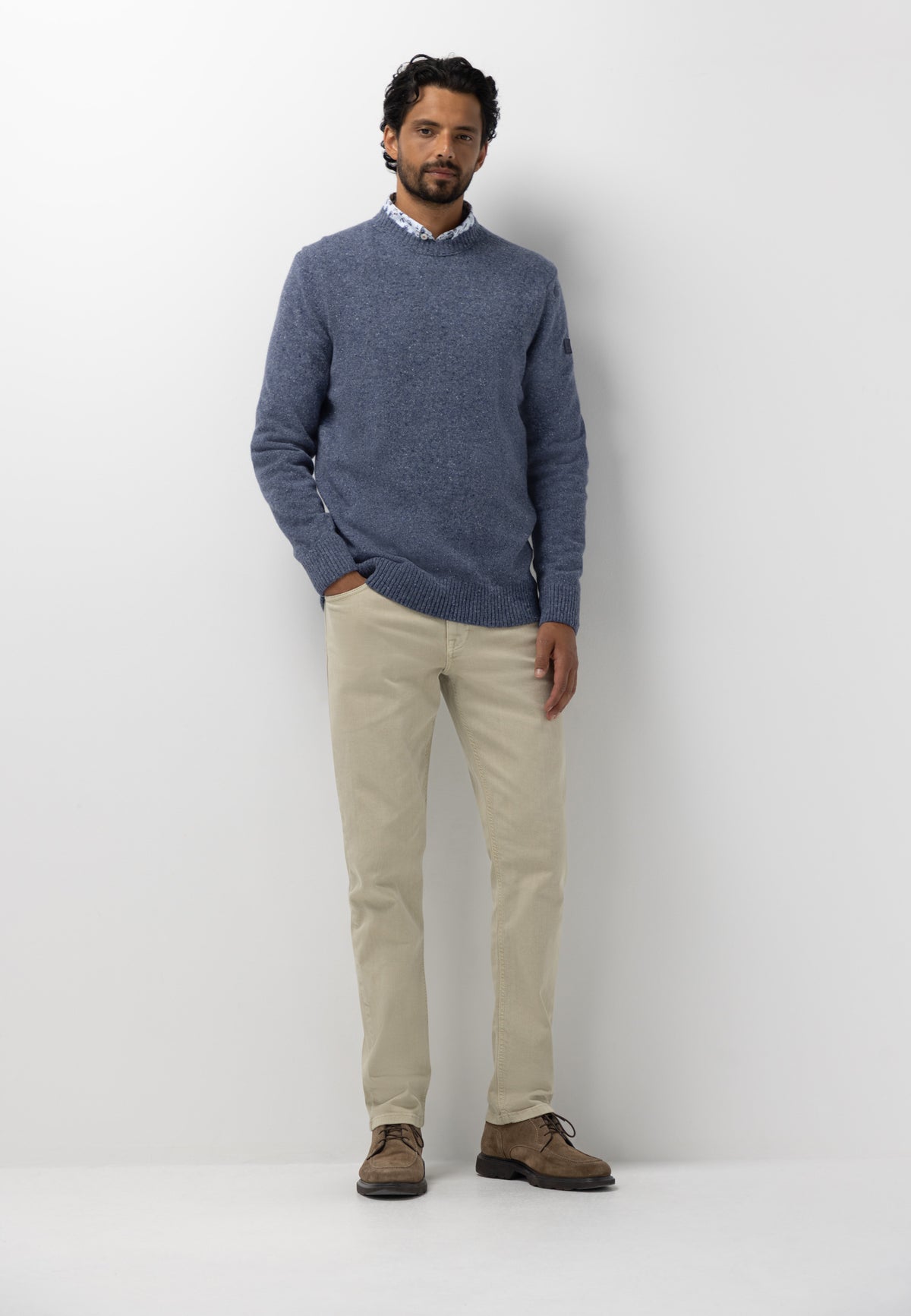 Pull en mélange de laine à col rond