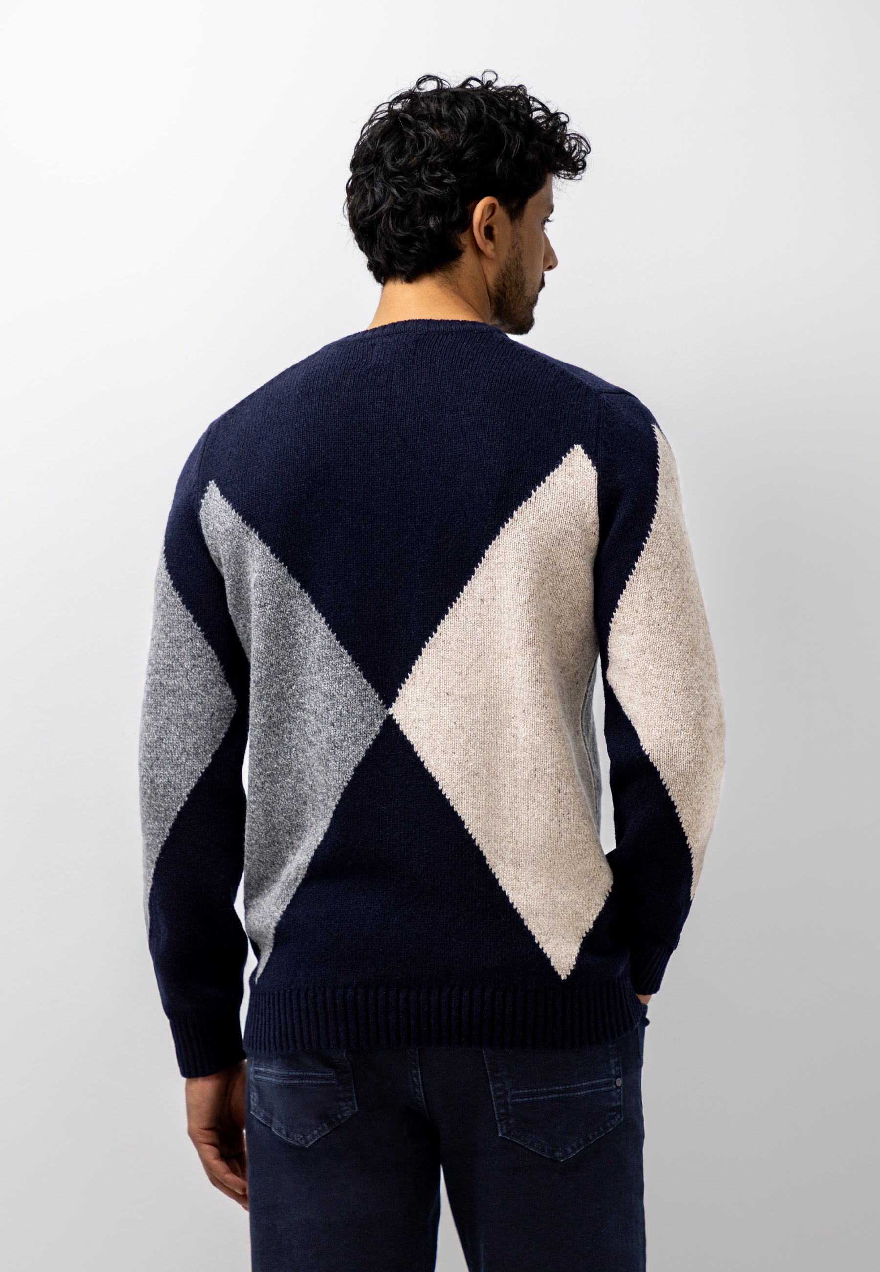Pull jacquard en mélange laine d'agneau