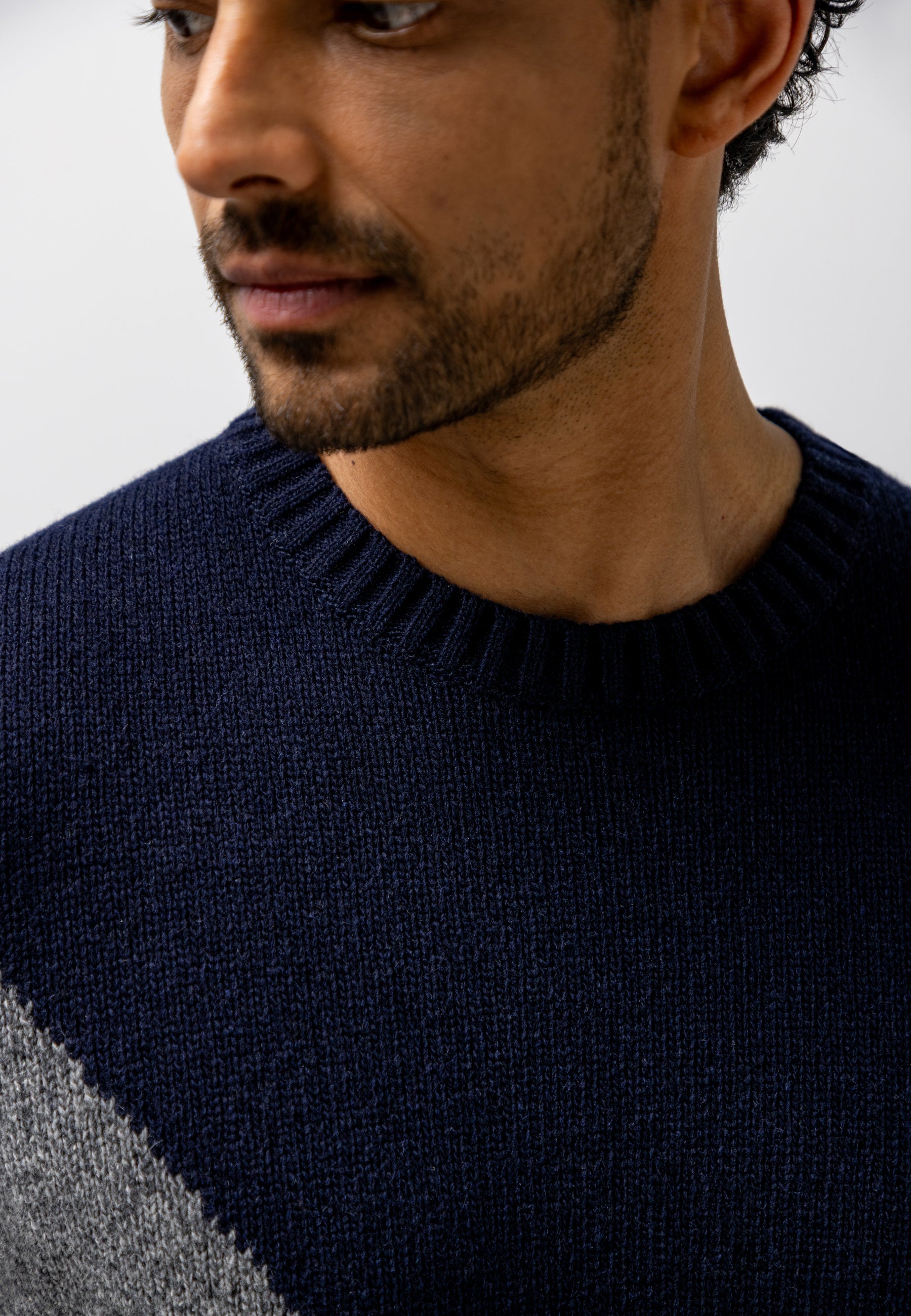Pull jacquard en mélange laine d'agneau