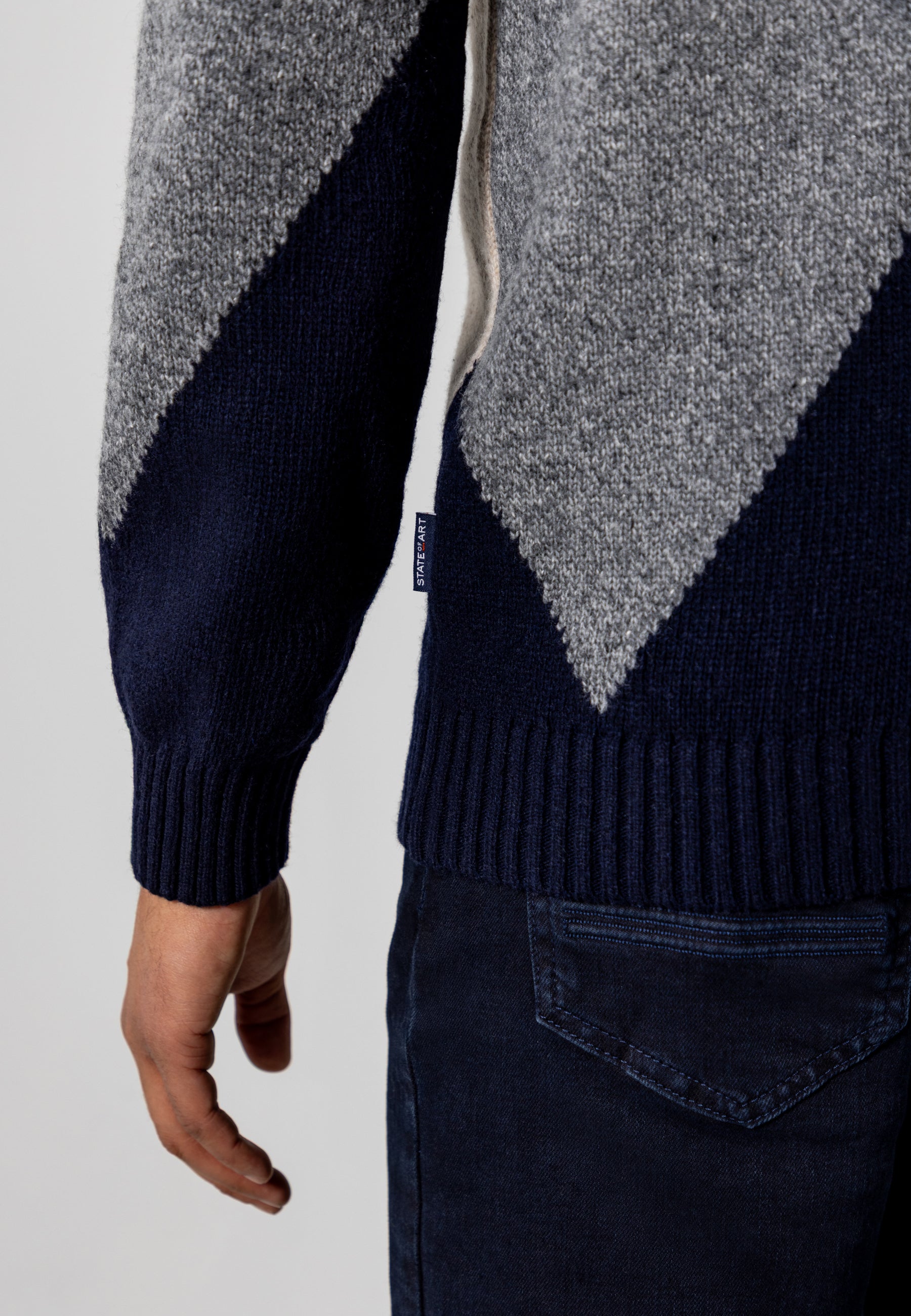Pull jacquard en mélange laine d'agneau