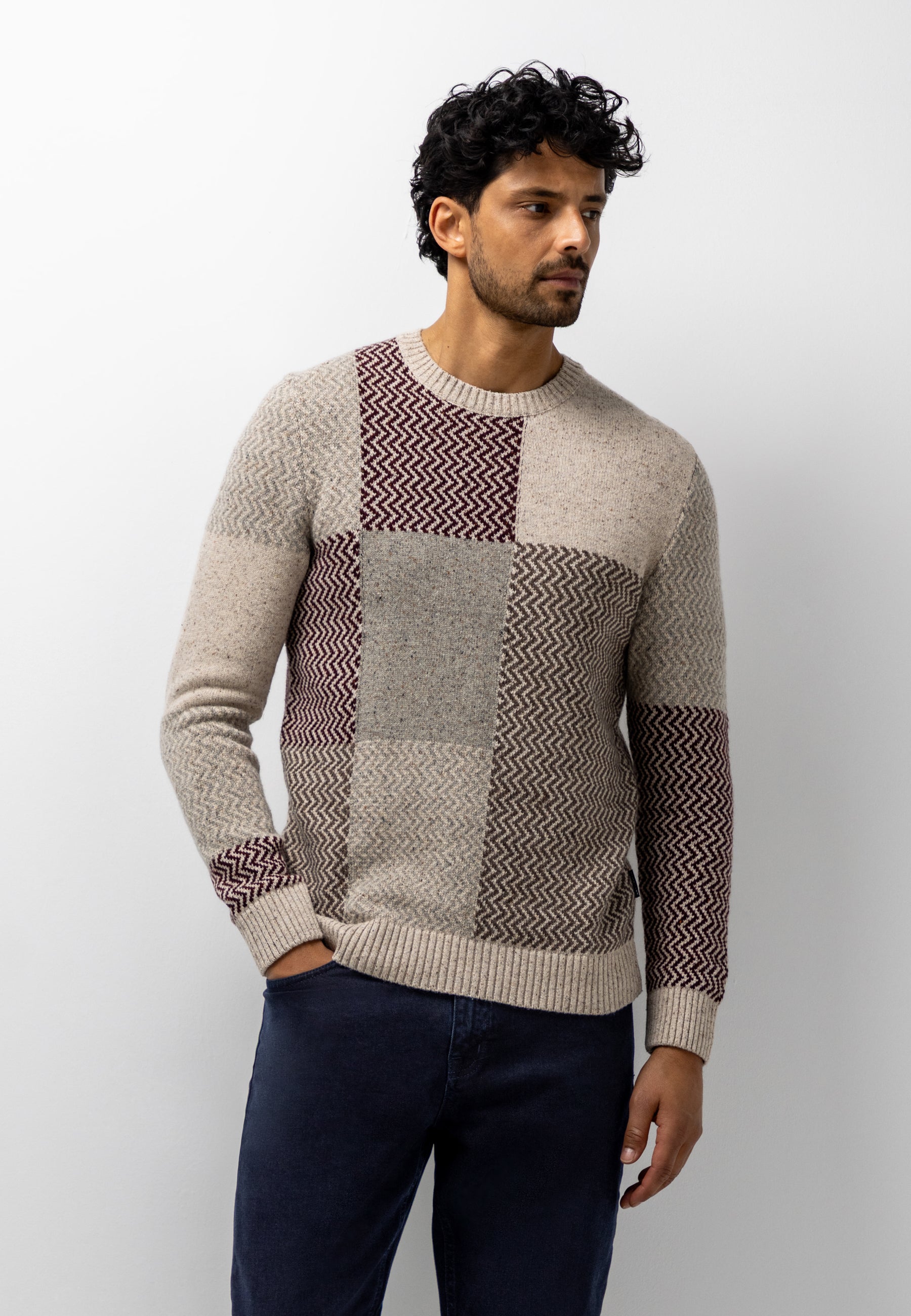 Pull en mélange de laine à col rond